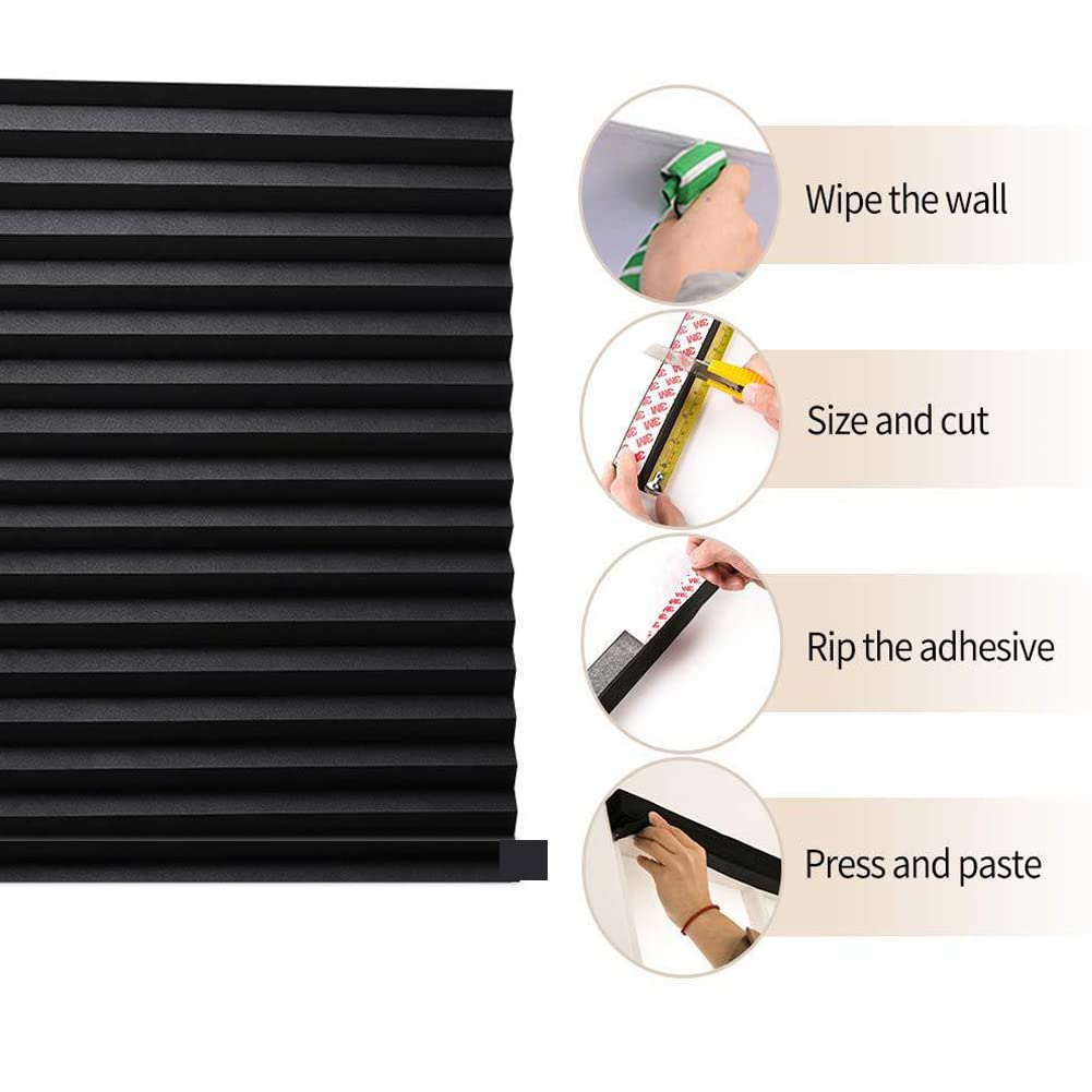 2Pcs Temporary Window Blinds Cordless, Self Adhesive Pleated Paper Blinds Window Shades Blackout Blinds for Windows Doors Non-Woven Fabric No Drill Blinds for Home Office Easy to Cut and Install