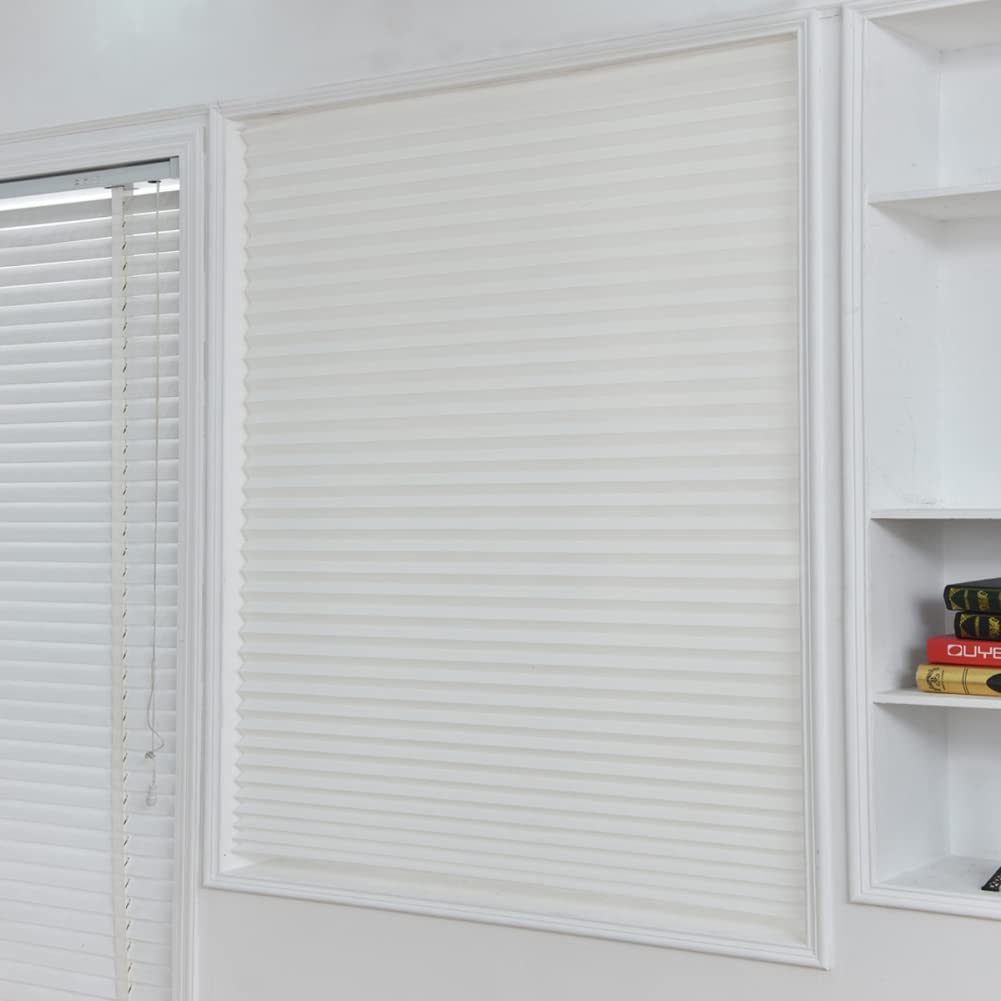 Temporary Blinds, Vertical Pleated Blinds No Drilling Self Adhesive Blinds Easy to Install Fits Blinds Window Roller for Bathroom Kitchen Living Room Office Window (Brown, 60 * 150cm)