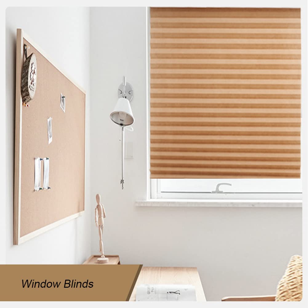 2Pcs Temporary Window Blinds Cordless, Self Adhesive Pleated Paper Blinds Window Shades Blackout Blinds for Windows Doors Non-Woven Fabric No Drill Blinds for Home Office Easy to Cut and Install