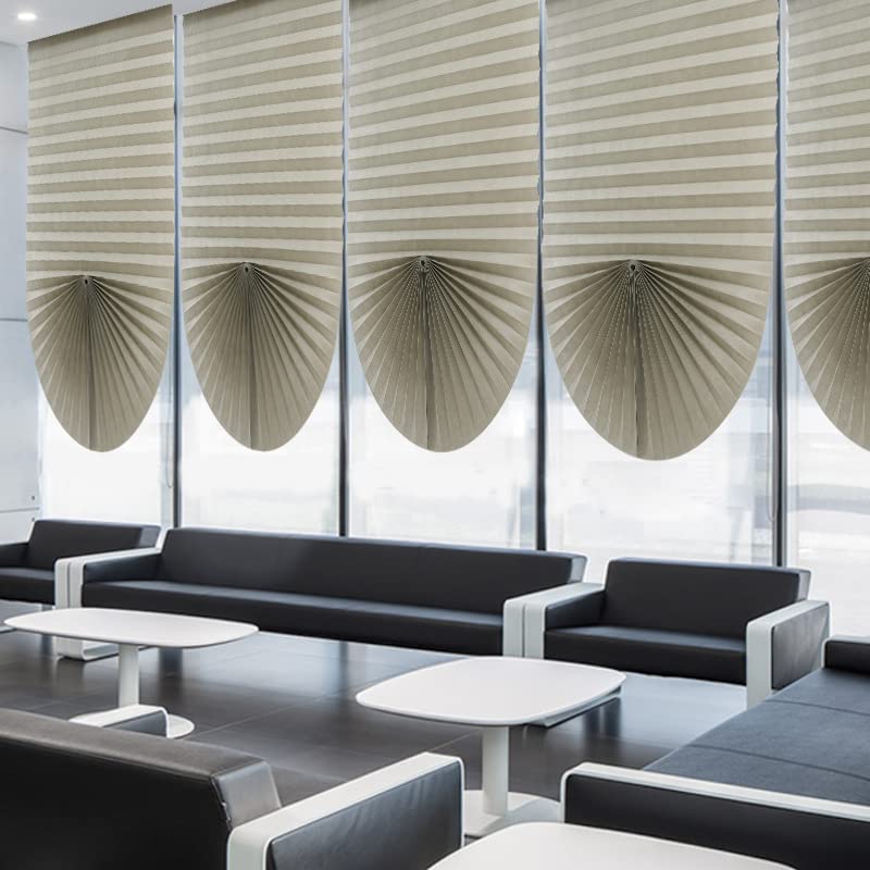 2Pcs Temporary Window Blinds Cordless, Self Adhesive Pleated Paper Blinds Window Shades Blackout Blinds for Windows Doors Non-Woven Fabric No Drill Blinds for Home Office Easy to Cut and Install