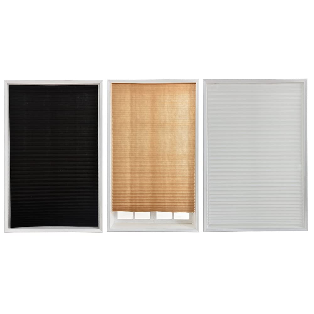 Temporary Blinds, Vertical Pleated Blinds No Drilling Self Adhesive Blinds Easy to Install Fits Blinds Window Roller for Bathroom Kitchen Living Room Office Window (Brown, 60 * 150cm)