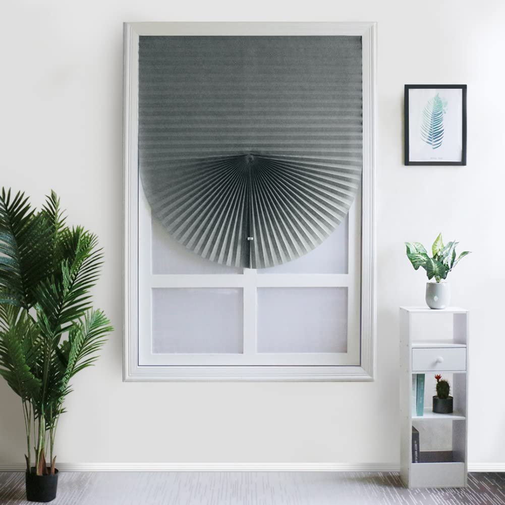2 Pack Temporary Blinds for Window, Self Adhesive Pleated Blinds Cordless No Drill Fabric Blinds Room Darkening Shades Blackout Shades for Bathroom Kitchen Office 23.6 * 59Inch(W*H)