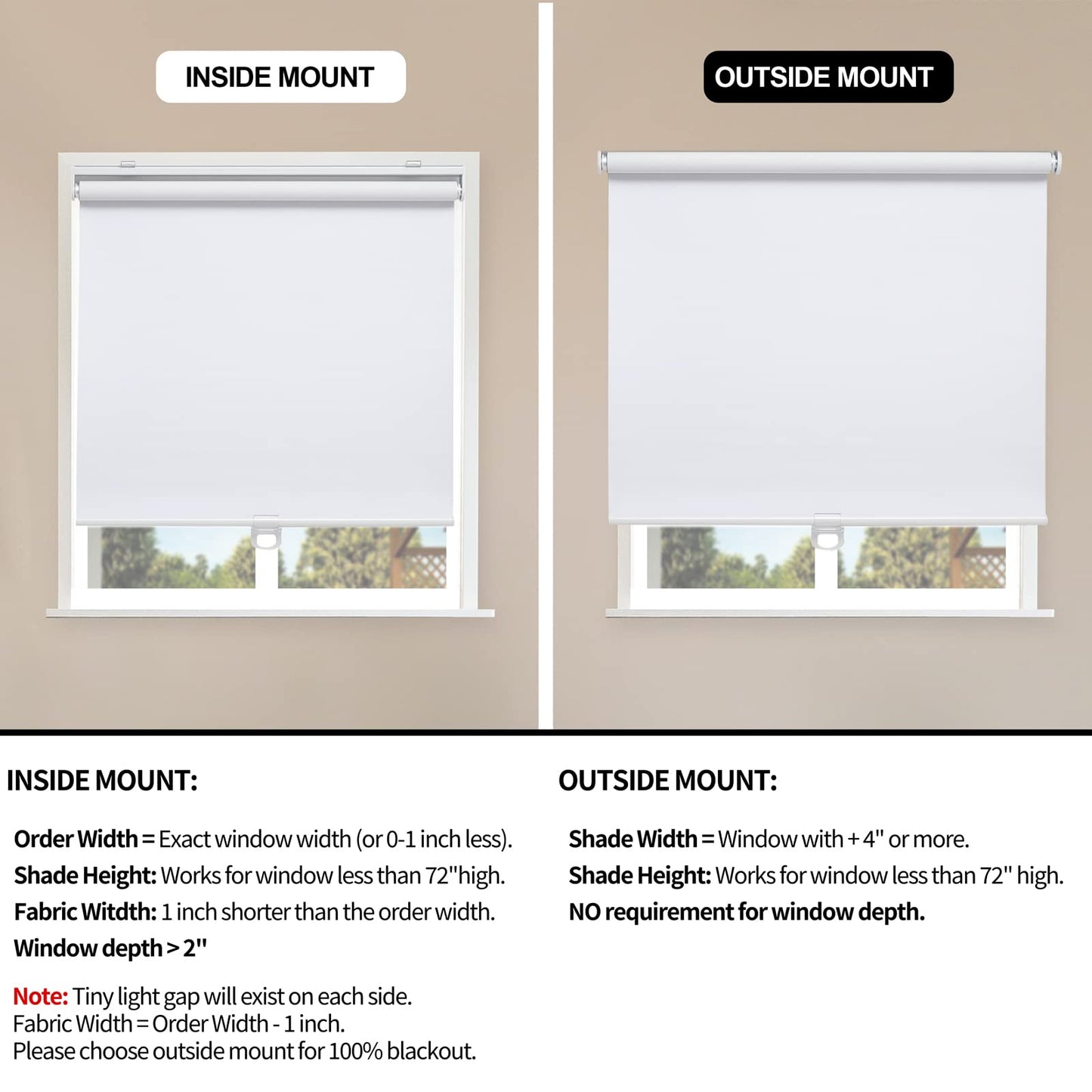 Blackout Roller Shades Blinds Cordless for Windows Pull Down Room Darkening Door Blinds with Thermal Insulated Easy to Install for Living Room,Bedroom,Home,Office Bathroom White 23" W x 72" H
