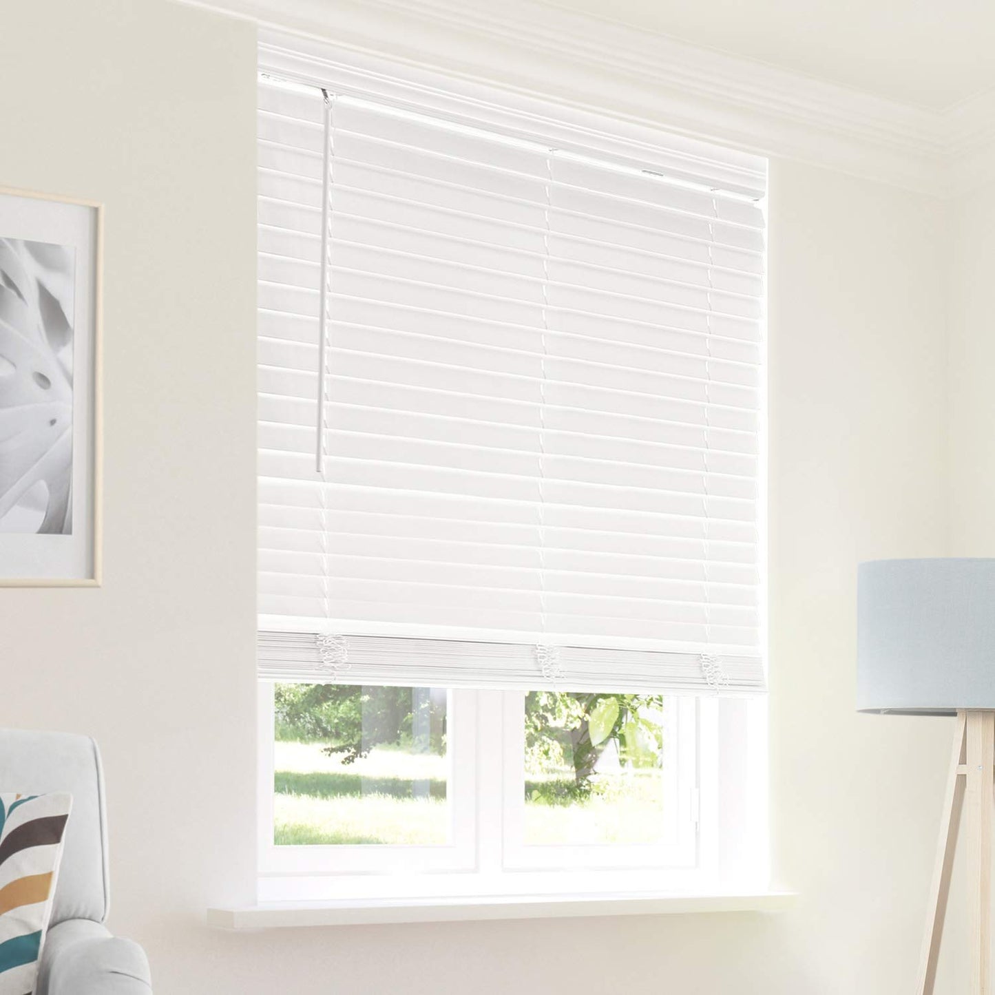 CHICOLOGY Faux Wood Blinds , Window Blinds , Wood Blinds , Window Shades , Window Treatments , Blinds & Shades , Window Shades For Home , Wooden Blinds , Basic White , 34"W X 60"H