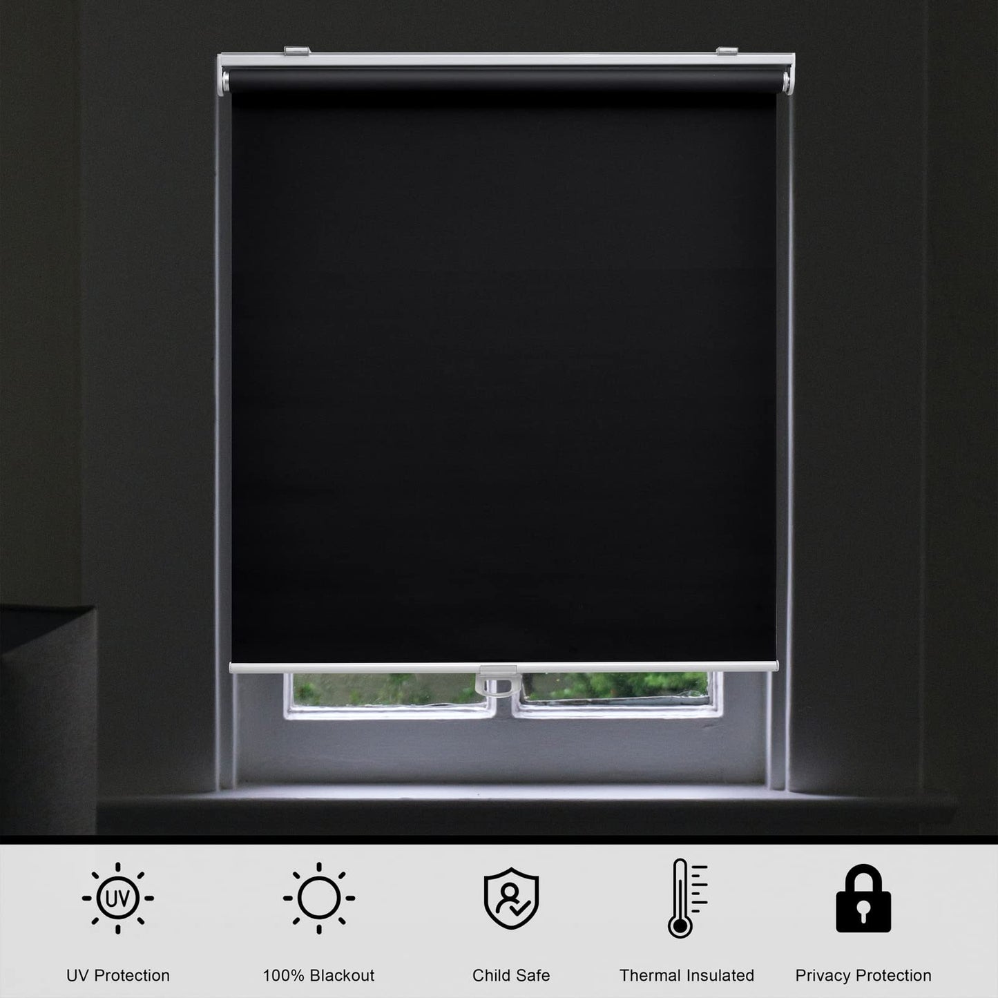 Blackout Roller Shades Blinds Cordless for Windows Pull Down Room Darkening Door Blinds with Thermal Insulated Easy to Install for Living Room,Bedroom,Home,Office Bathroom White 23" W x 72" H