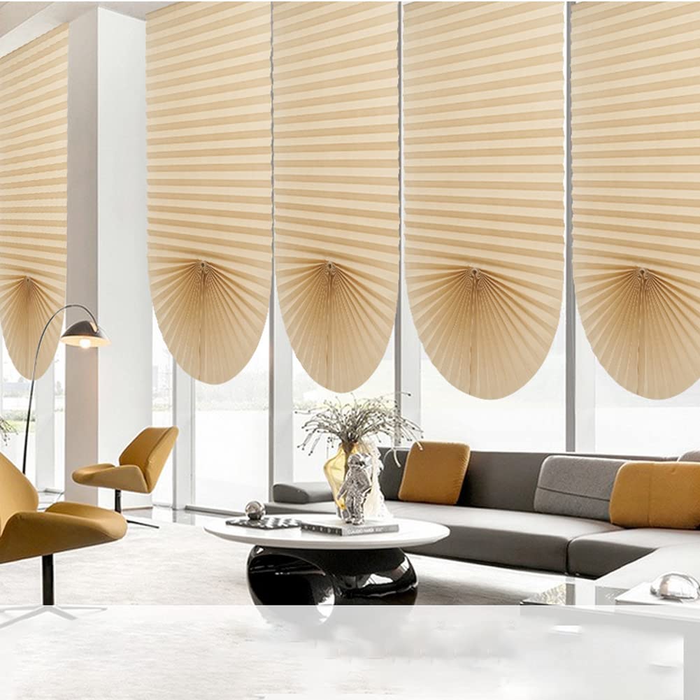 2Pcs Temporary Window Blinds Cordless, Self Adhesive Pleated Paper Blinds Window Shades Blackout Blinds for Windows Doors Non-Woven Fabric No Drill Blinds for Home Office Easy to Cut and Install