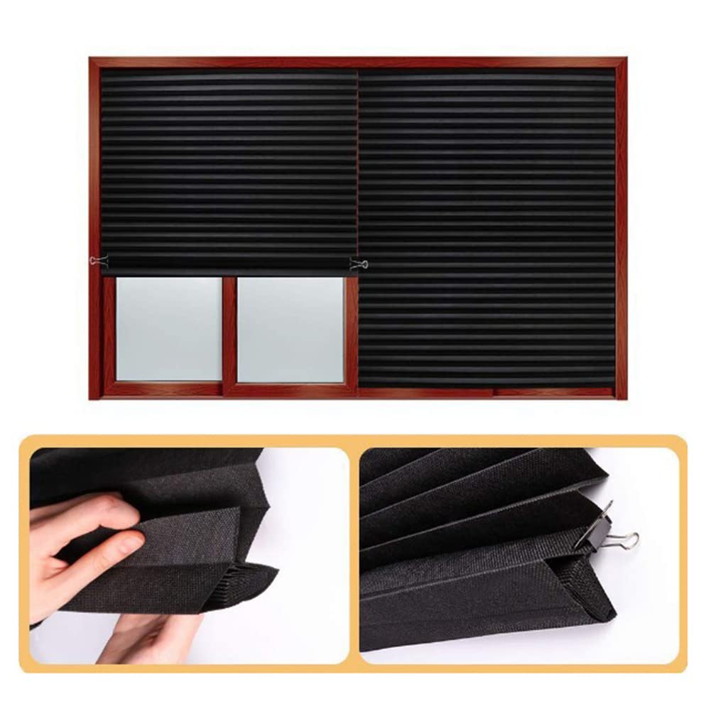 2 Pack Temporary Blinds for Window, Self Adhesive Pleated Blinds Cordless No Drill Fabric Blinds Room Darkening Shades Blackout Shades for Bathroom Kitchen Office 23.6 * 59Inch(W*H)