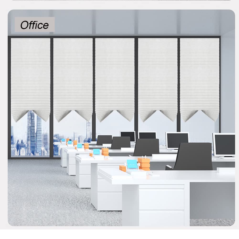 2Pcs Temporary Window Blinds Cordless, Self Adhesive Pleated Paper Blinds Window Shades Blackout Blinds for Windows Doors Non-Woven Fabric No Drill Blinds for Home Office Easy to Cut and Install