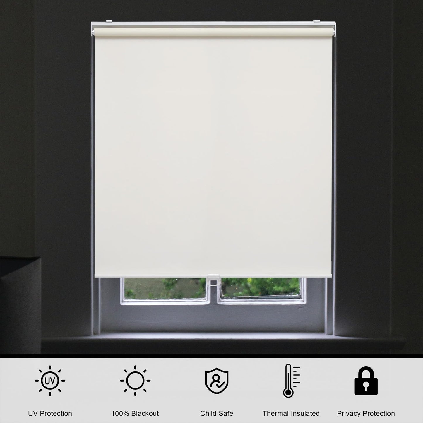 Blackout Roller Shades Blinds Cordless for Windows Pull Down Room Darkening Door Blinds with Thermal Insulated Easy to Install for Living Room,Bedroom,Home,Office Bathroom White 23" W x 72" H