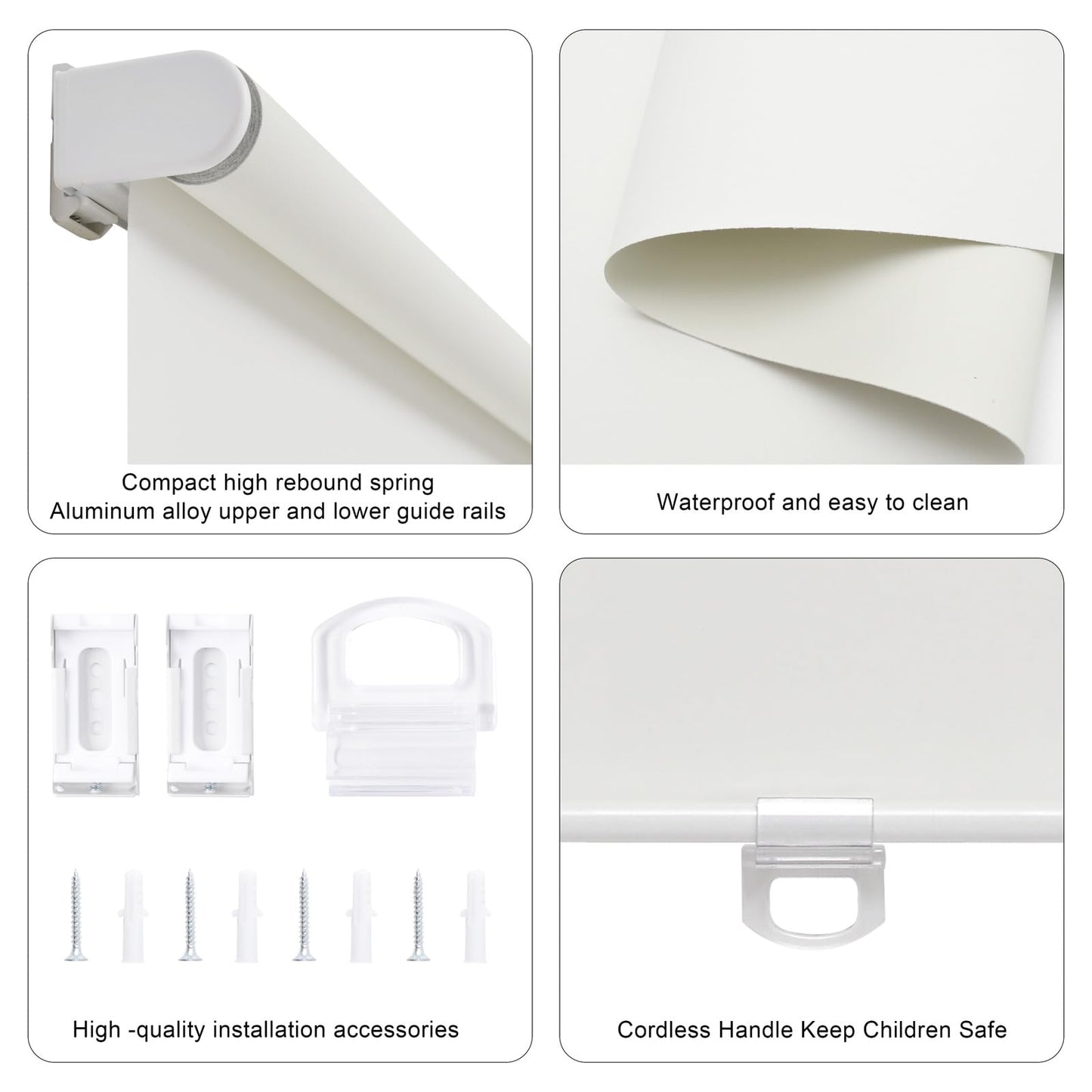 Blackout Roller Shades Blinds Cordless for Windows Pull Down Room Darkening Door Blinds with Thermal Insulated Easy to Install for Living Room,Bedroom,Home,Office Bathroom White 23" W x 72" H
