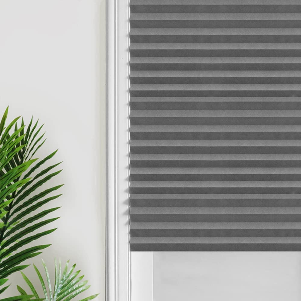 Temporary Blinds, Vertical Pleated Blinds No Drilling Self Adhesive Blinds Easy to Install Fits Blinds Window Roller for Bathroom Kitchen Living Room Office Window (Brown, 60 * 150cm)