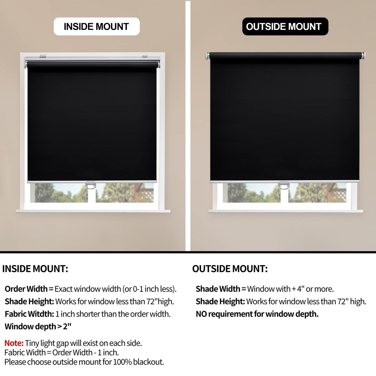 Blackout Roller Shades Blinds Cordless for Windows Pull Down Room Darkening Door Blinds with Thermal Insulated Easy to Install for Living Room,Bedroom,Home,Office Bathroom White 23" W x 72" H