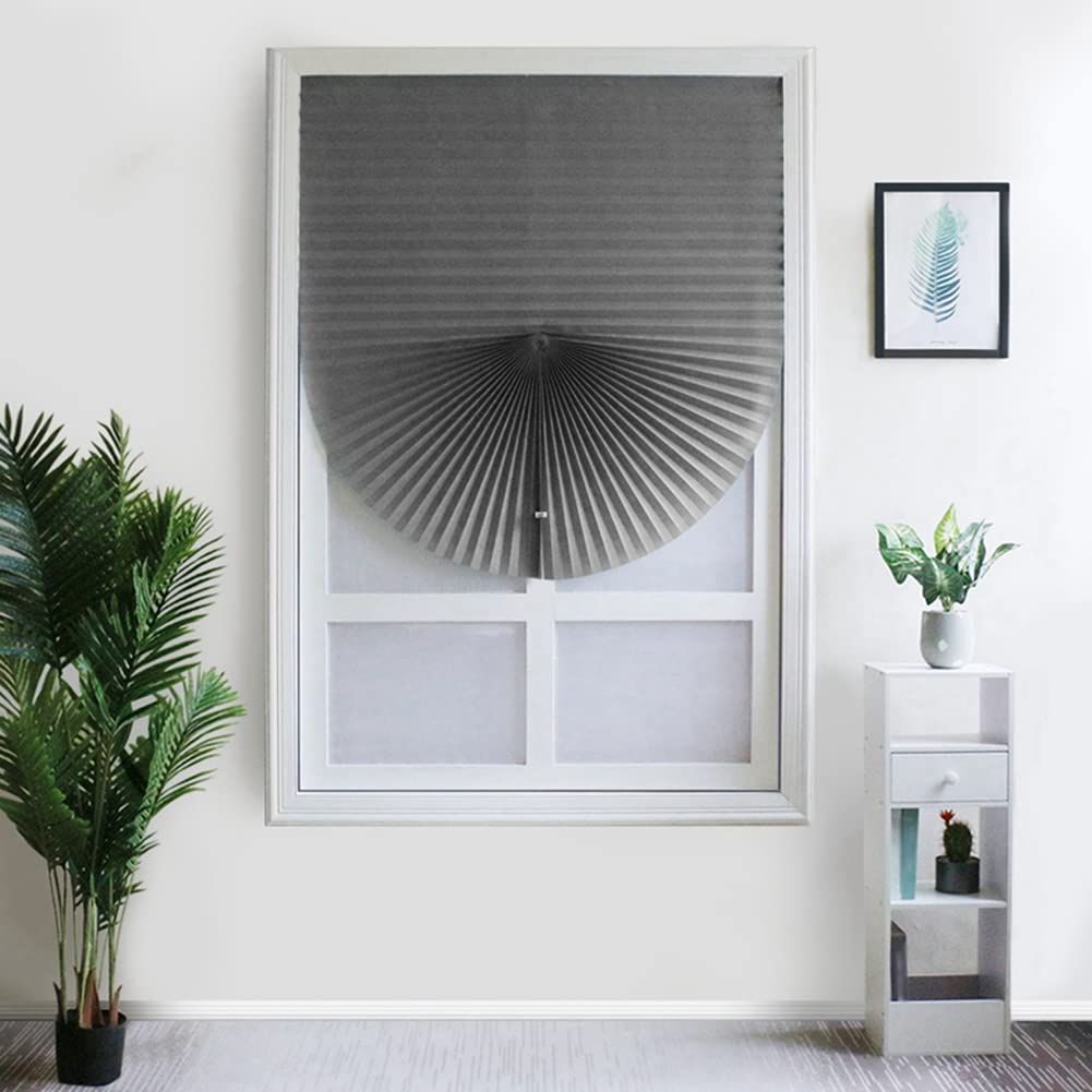 Temporary Blinds, Vertical Pleated Blinds No Drilling Self Adhesive Blinds Easy to Install Fits Blinds Window Roller for Bathroom Kitchen Living Room Office Window (Brown, 60 * 150cm)