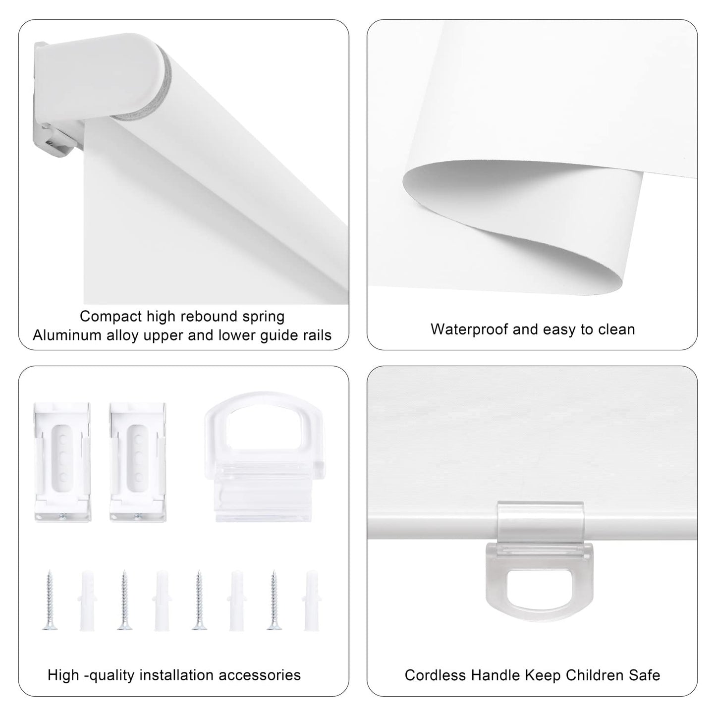 Blackout Roller Shades Blinds Cordless for Windows Pull Down Room Darkening Door Blinds with Thermal Insulated Easy to Install for Living Room,Bedroom,Home,Office Bathroom White 23" W x 72" H