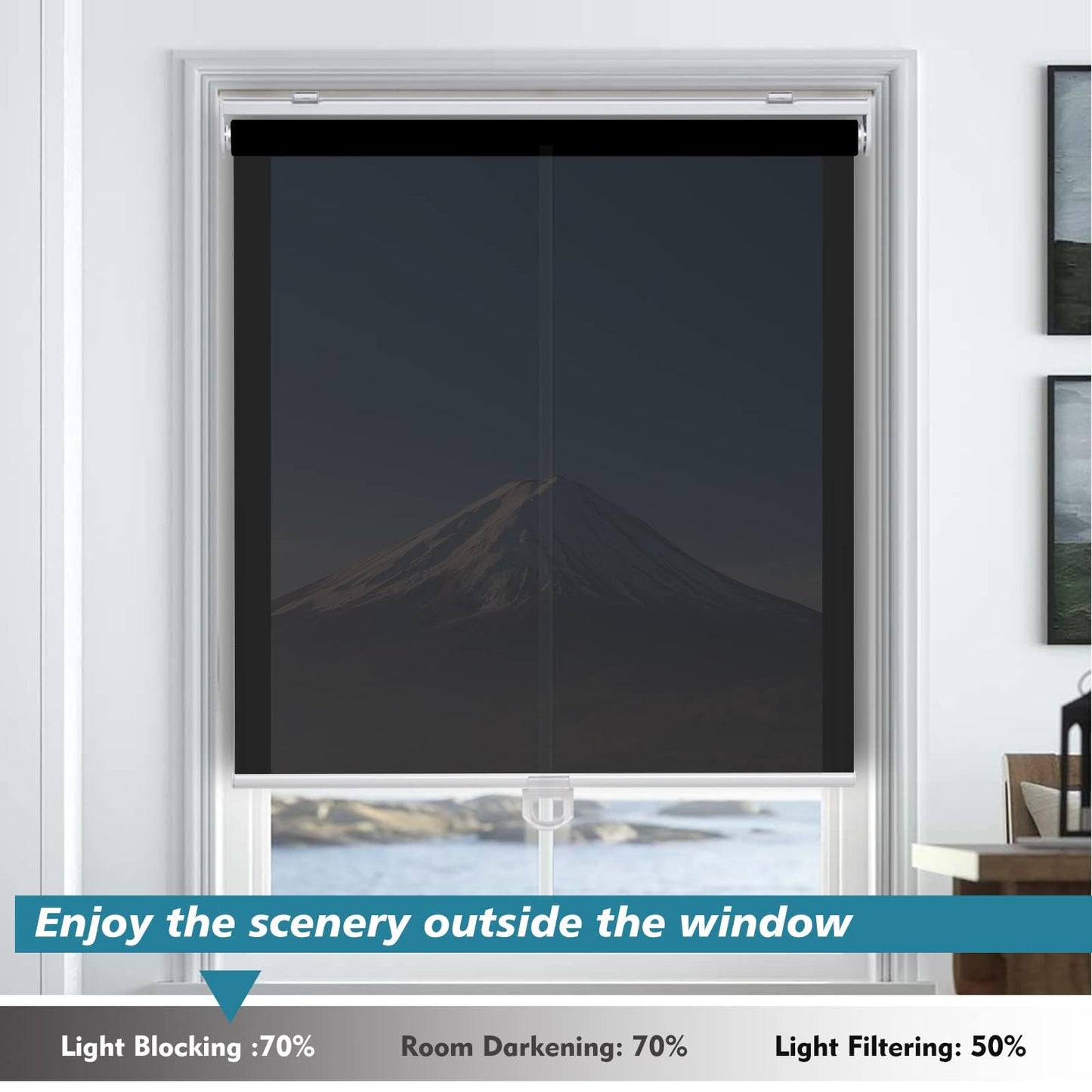 Blackout Roller Shades Blinds Cordless for Windows Pull Down Room Darkening Door Blinds with Thermal Insulated Easy to Install for Living Room,Bedroom,Home,Office Bathroom White 23" W x 72" H