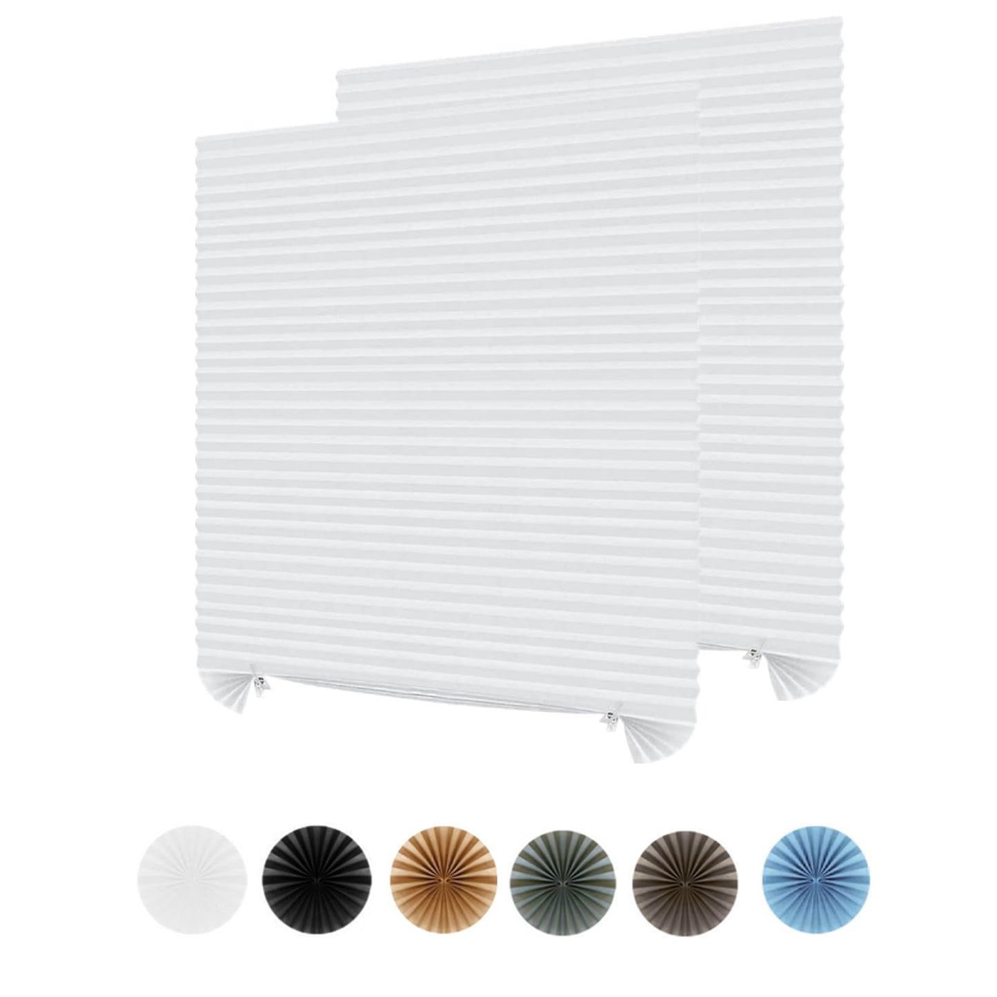 2Pcs Temporary Window Blinds Cordless, Self Adhesive Pleated Paper Blinds Window Shades Blackout Blinds for Windows Doors Non-Woven Fabric No Drill Blinds for Home Office Easy to Cut and Install