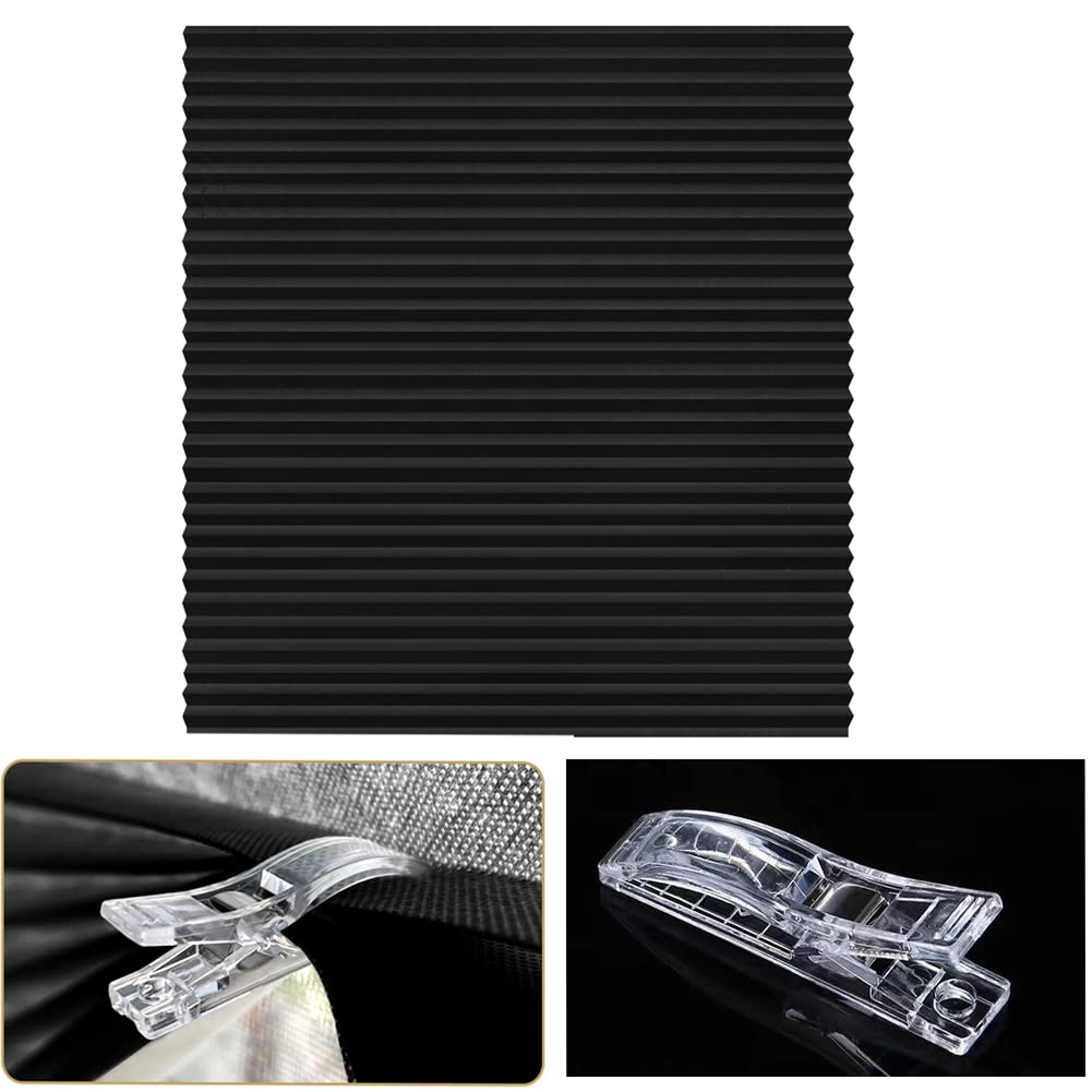 2Pcs Temporary Window Blinds Cordless, Self Adhesive Pleated Paper Blinds Window Shades Blackout Blinds for Windows Doors Non-Woven Fabric No Drill Blinds for Home Office Easy to Cut and Install