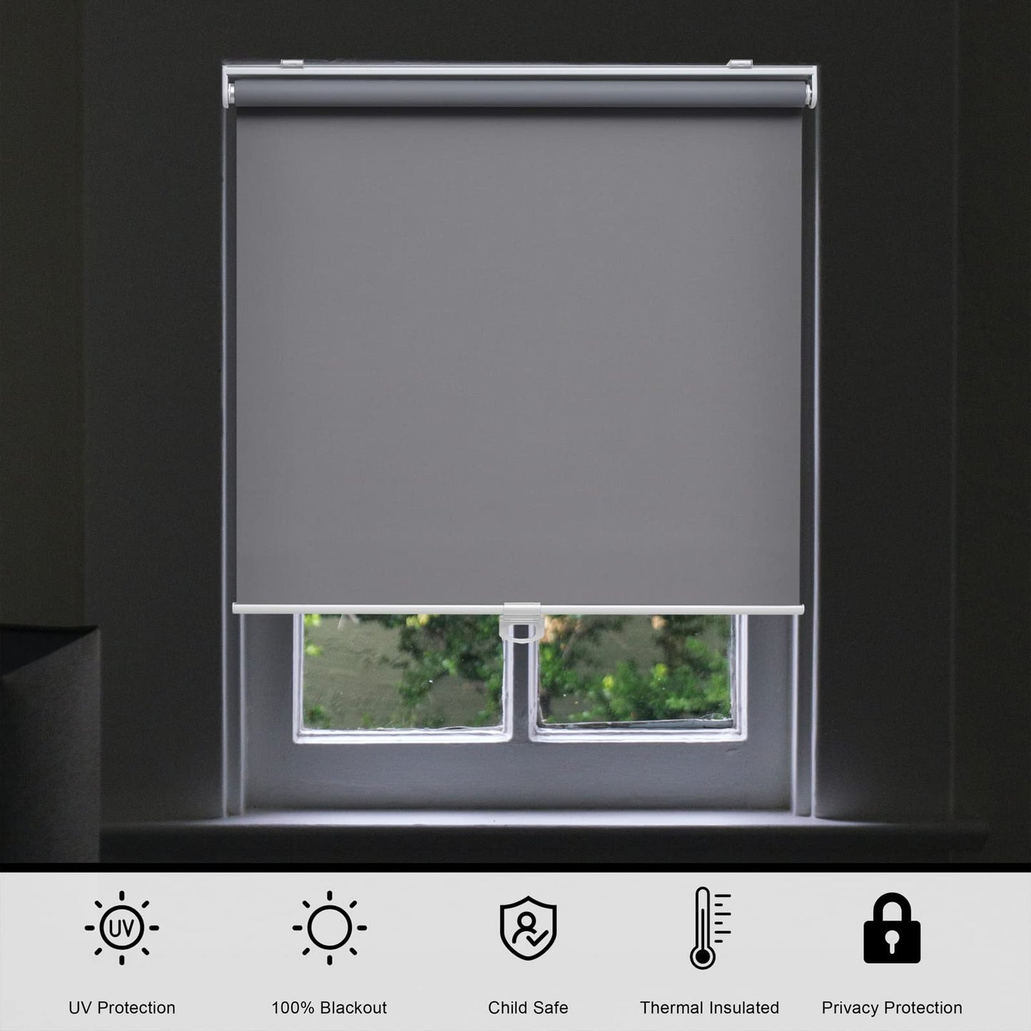 Blackout Roller Shades Blinds Cordless for Windows Pull Down Room Darkening Door Blinds with Thermal Insulated Easy to Install for Living Room,Bedroom,Home,Office Bathroom White 23" W x 72" H