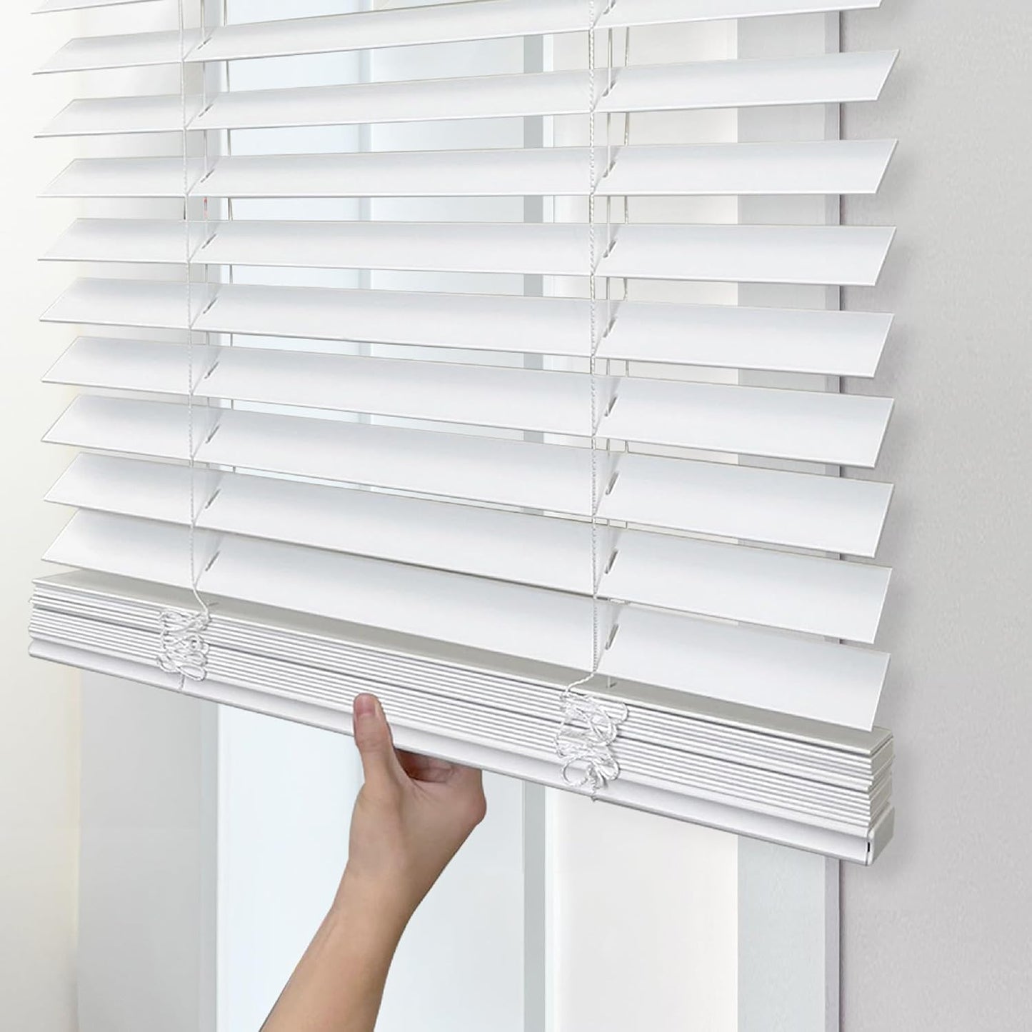 DEZ FURNISHINGS Cordless 2" Faux Wood Blind, 34.5" W x 72" H, White