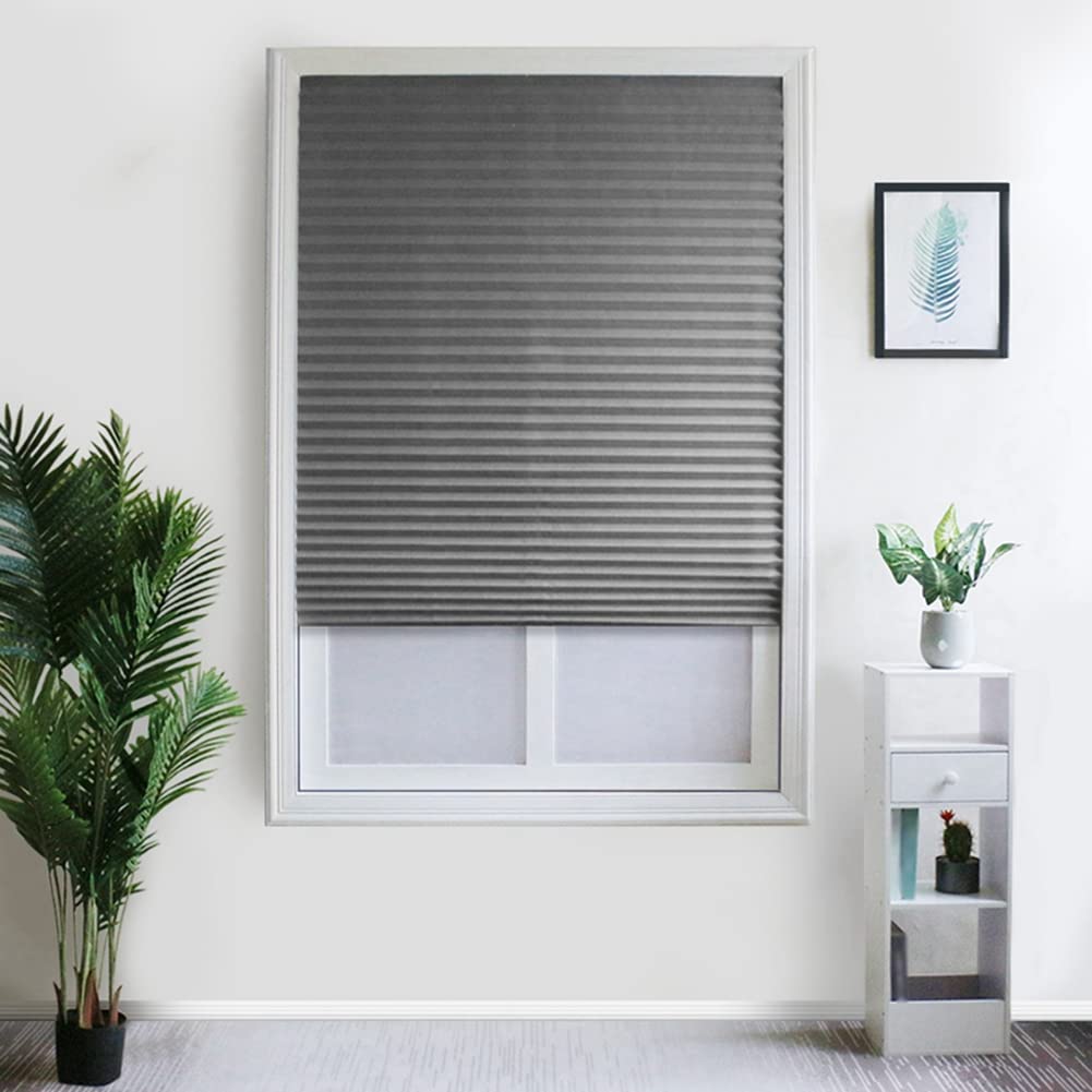 Temporary Blinds, Vertical Pleated Blinds No Drilling Self Adhesive Blinds Easy to Install Fits Blinds Window Roller for Bathroom Kitchen Living Room Office Window (Brown, 60 * 150cm)