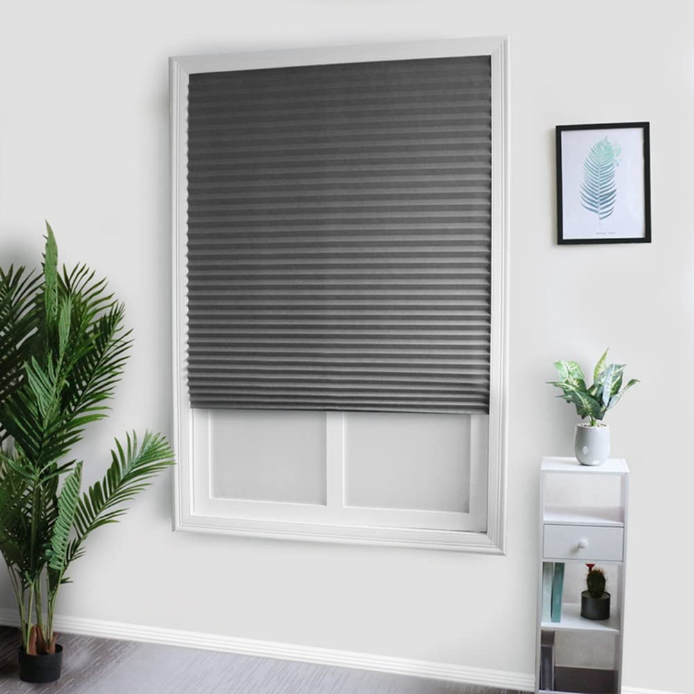 Temporary Blinds, Vertical Pleated Blinds No Drilling Self Adhesive Blinds Easy to Install Fits Blinds Window Roller for Bathroom Kitchen Living Room Office Window (Brown, 60 * 150cm)