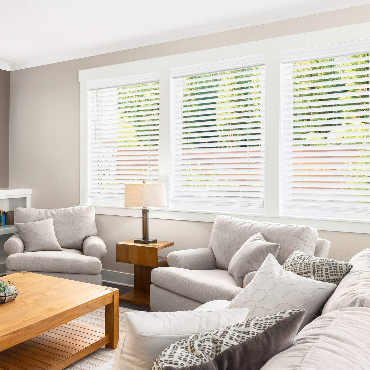 CHICOLOGY Faux Wood Blinds , Window Blinds , Wood Blinds , Window Shades , Window Treatments , Blinds & Shades , Window Shades For Home , Wooden Blinds , Basic White , 34"W X 60"H