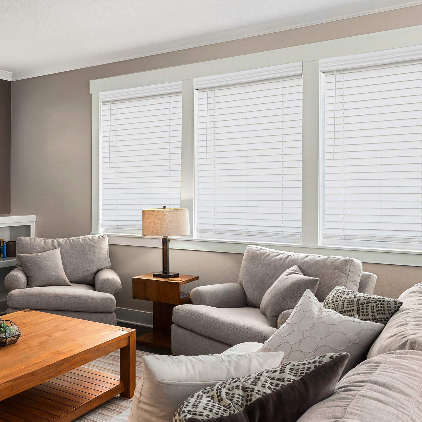 CHICOLOGY Faux Wood Blinds , Window Blinds , Wood Blinds , Window Shades , Window Treatments , Blinds & Shades , Window Shades For Home , Wooden Blinds , Basic White , 34"W X 60"H