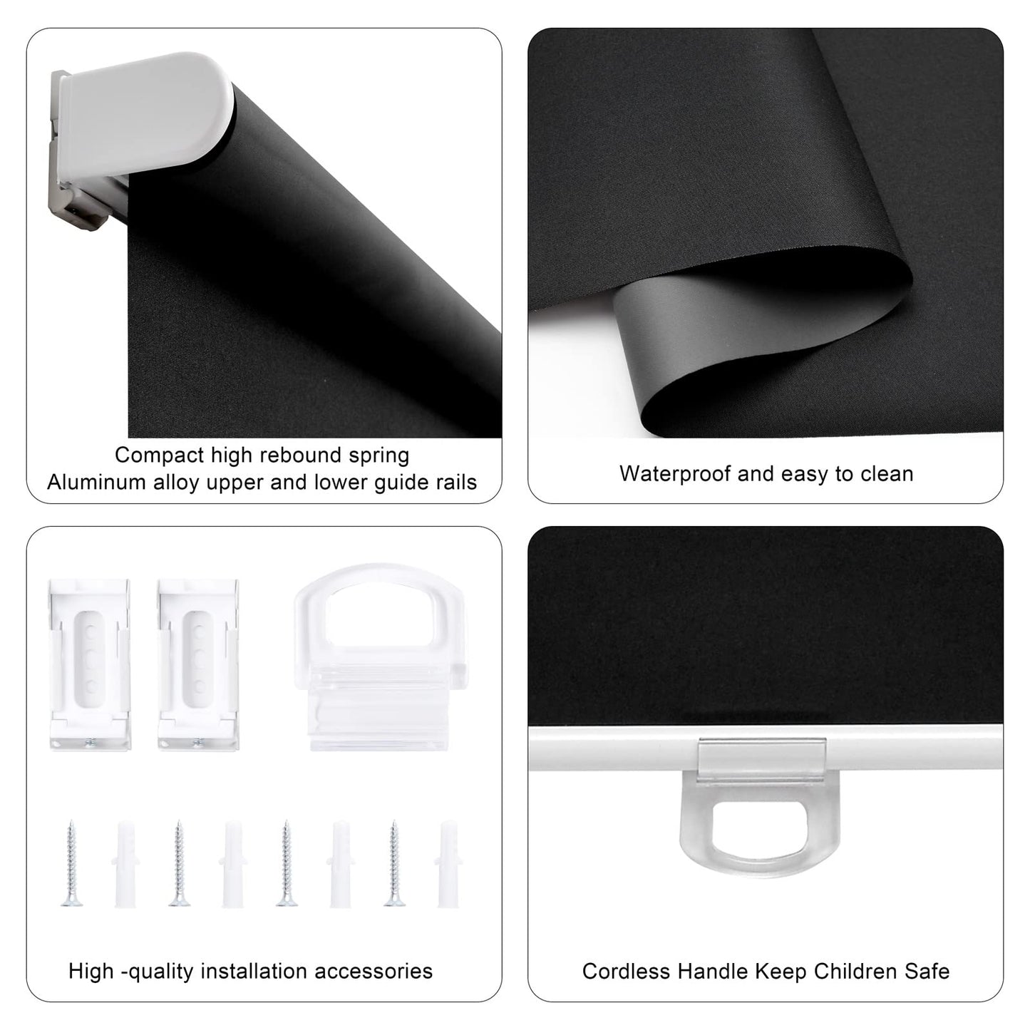 Blackout Roller Shades Blinds Cordless for Windows Pull Down Room Darkening Door Blinds with Thermal Insulated Easy to Install for Living Room,Bedroom,Home,Office Bathroom White 23" W x 72" H