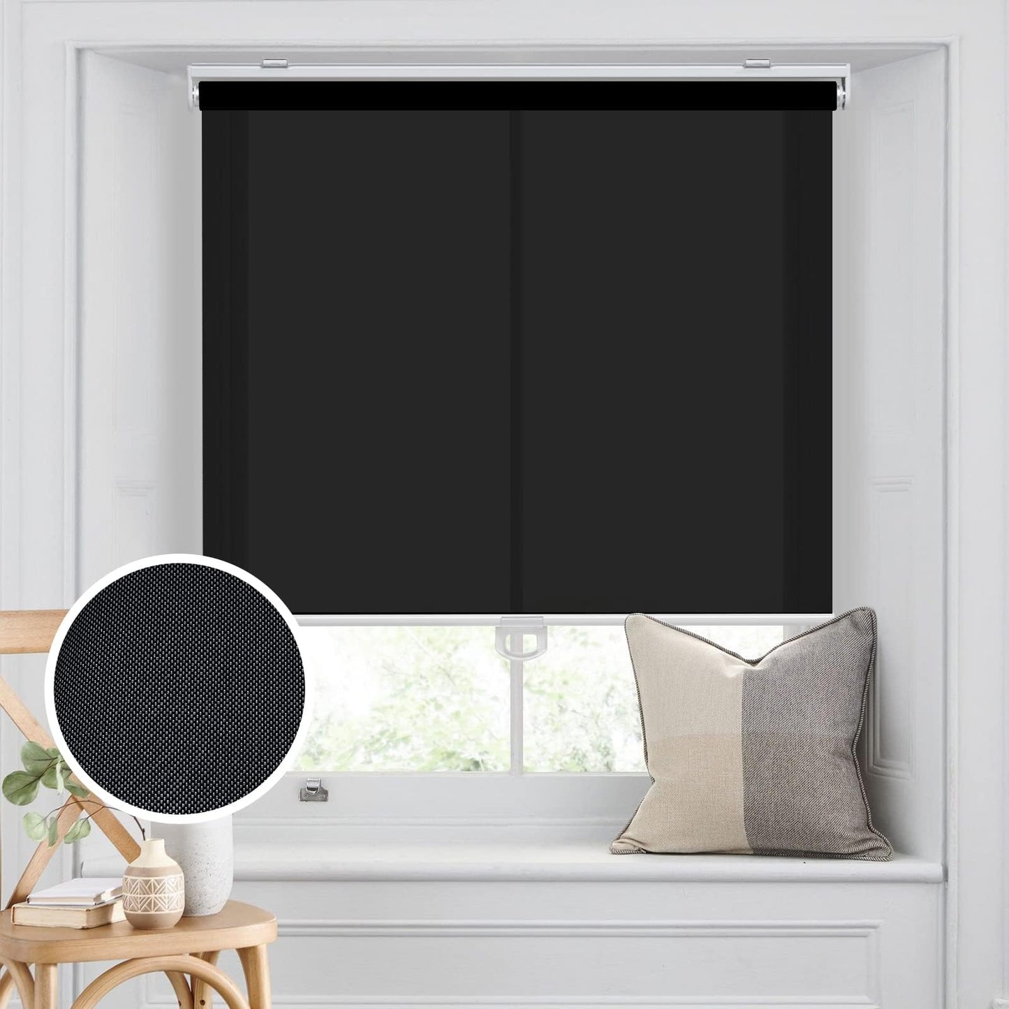 Blackout Roller Shades Blinds Cordless for Windows Pull Down Room Darkening Door Blinds with Thermal Insulated Easy to Install for Living Room,Bedroom,Home,Office Bathroom White 23" W x 72" H