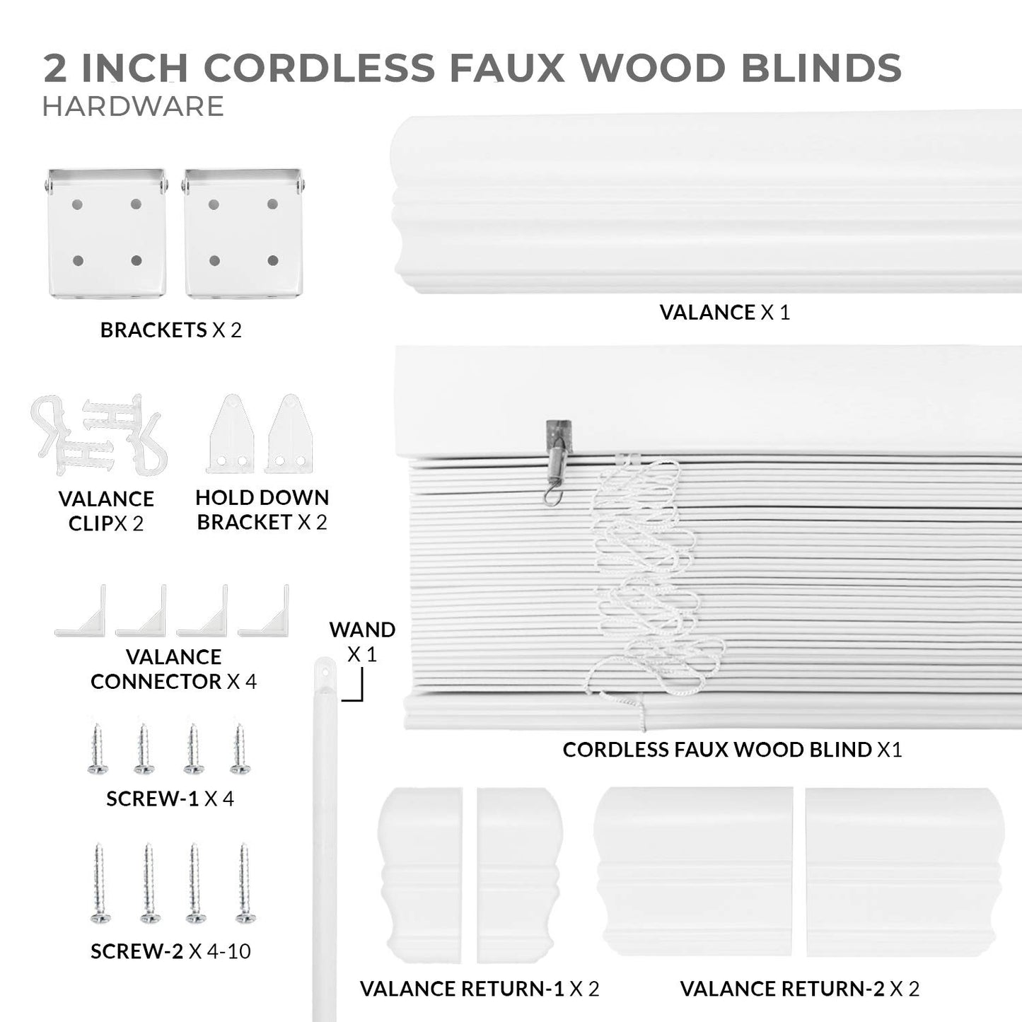 CHICOLOGY Faux Wood Blinds , Window Blinds , Wood Blinds , Window Shades , Window Treatments , Blinds & Shades , Window Shades For Home , Wooden Blinds , Basic White , 34"W X 60"H