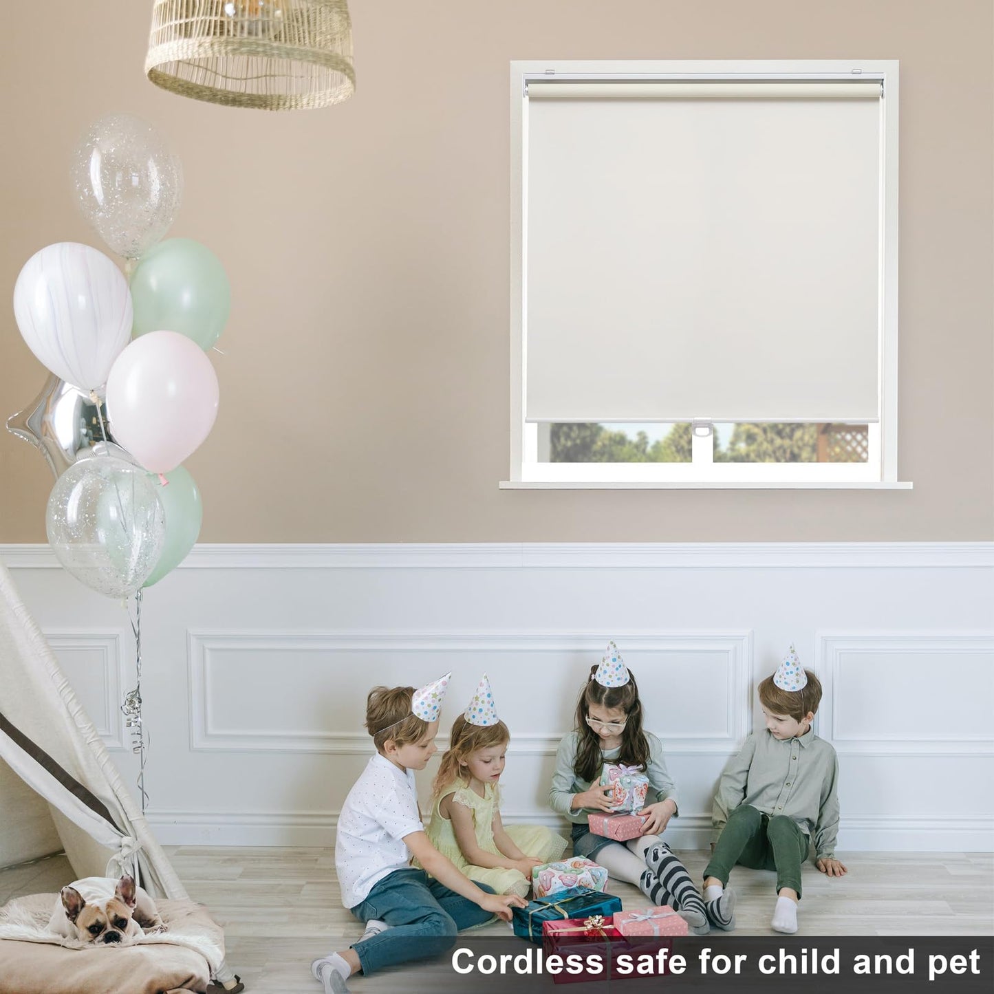Blackout Roller Shades Blinds Cordless for Windows Pull Down Room Darkening Door Blinds with Thermal Insulated Easy to Install for Living Room,Bedroom,Home,Office Bathroom White 23" W x 72" H