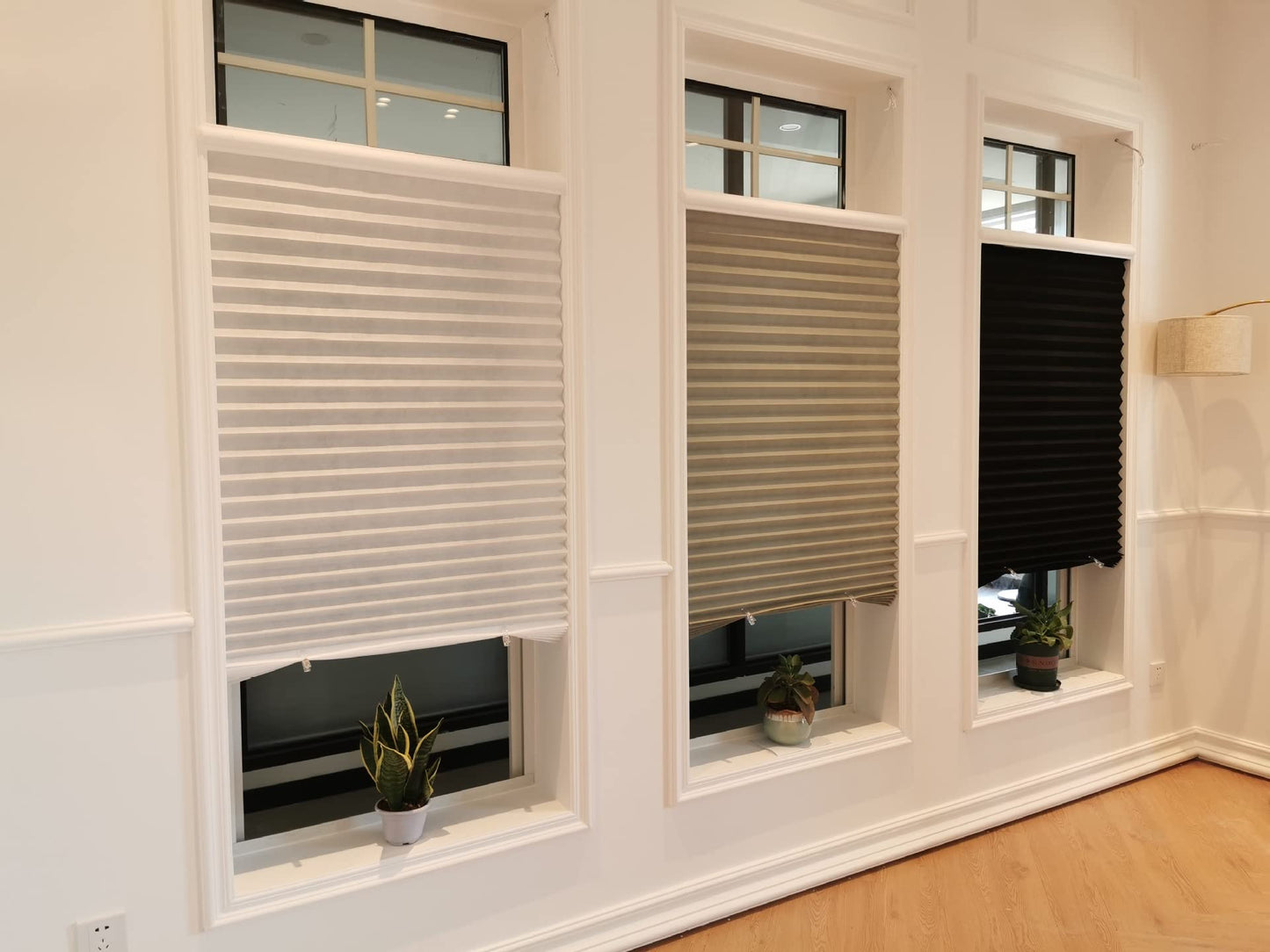 2 Pack Temporary Blinds for Window, Self Adhesive Pleated Blinds Cordless No Drill Fabric Blinds Room Darkening Shades Blackout Shades for Bathroom Kitchen Office 23.6 * 59Inch(W*H)