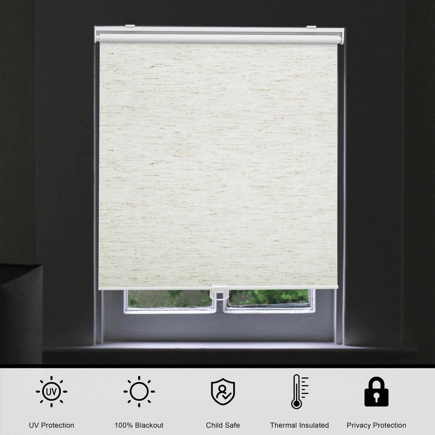 Blackout Roller Shades Blinds Cordless for Windows Pull Down Room Darkening Door Blinds with Thermal Insulated Easy to Install for Living Room,Bedroom,Home,Office Bathroom White 23" W x 72" H