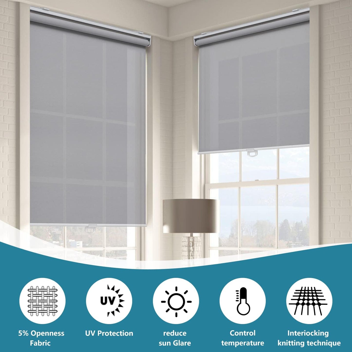 Blackout Roller Shades Blinds Cordless for Windows Pull Down Room Darkening Door Blinds with Thermal Insulated Easy to Install for Living Room,Bedroom,Home,Office Bathroom White 23" W x 72" H