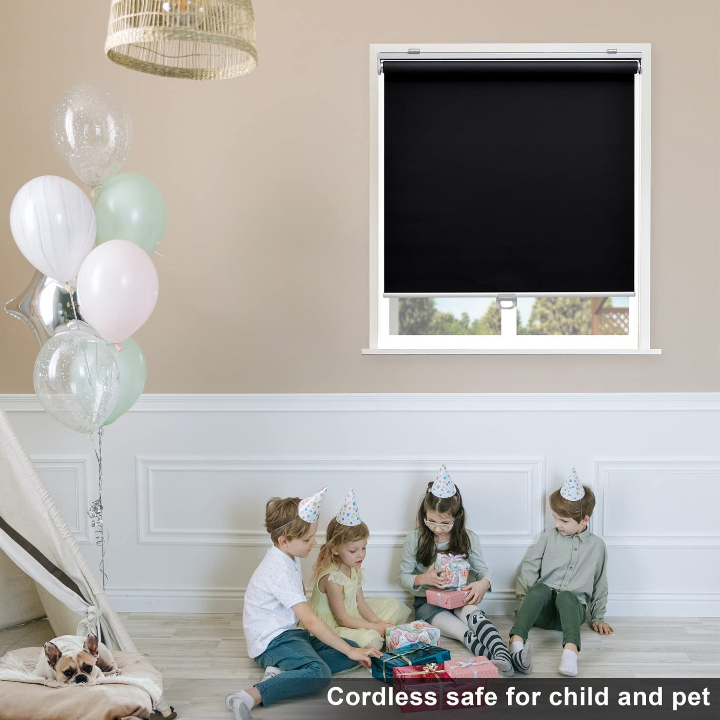 Blackout Roller Shades Blinds Cordless for Windows Pull Down Room Darkening Door Blinds with Thermal Insulated Easy to Install for Living Room,Bedroom,Home,Office Bathroom White 23" W x 72" H