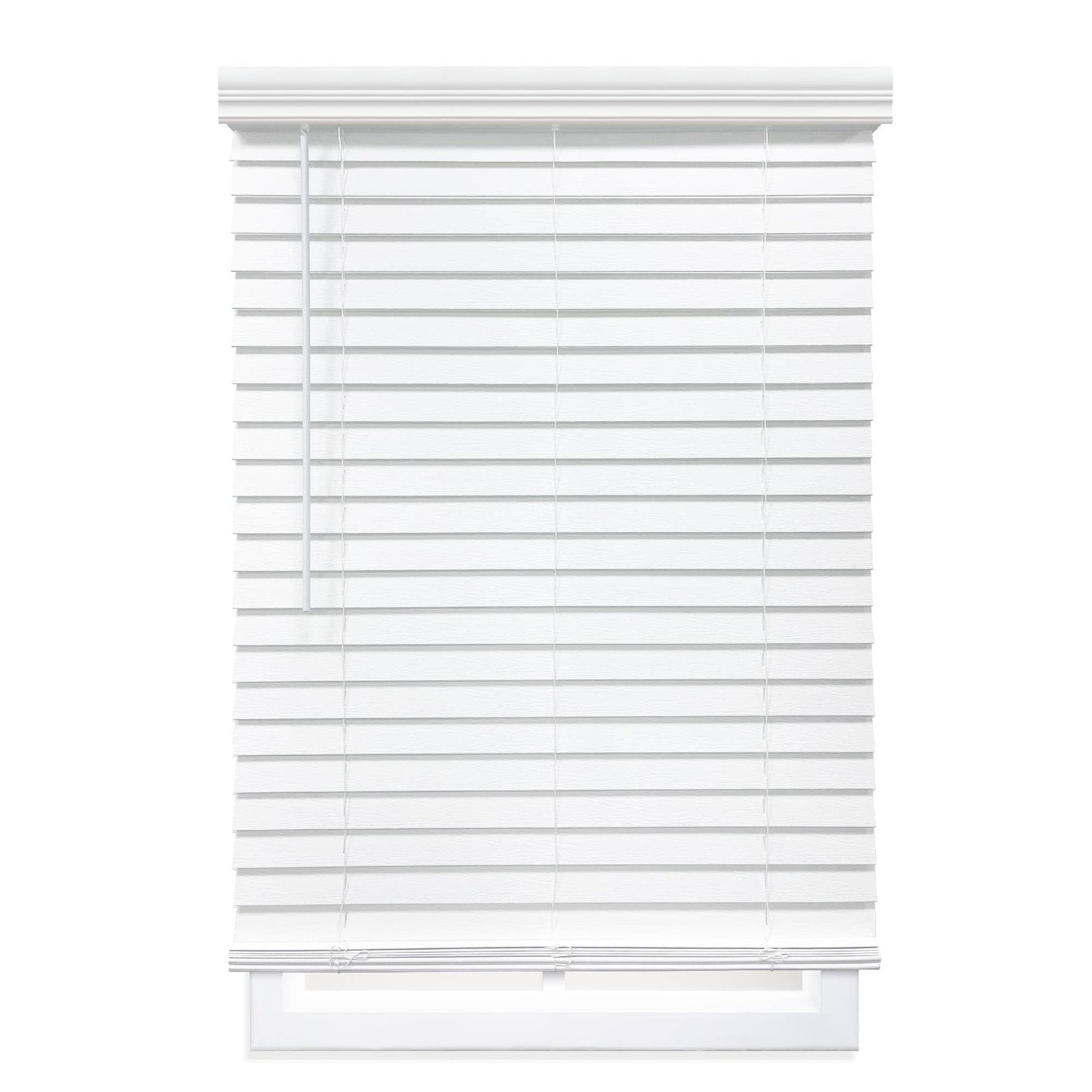 DEZ FURNISHINGS Cordless 2" Faux Wood Blind, 34.5" W x 72" H, White