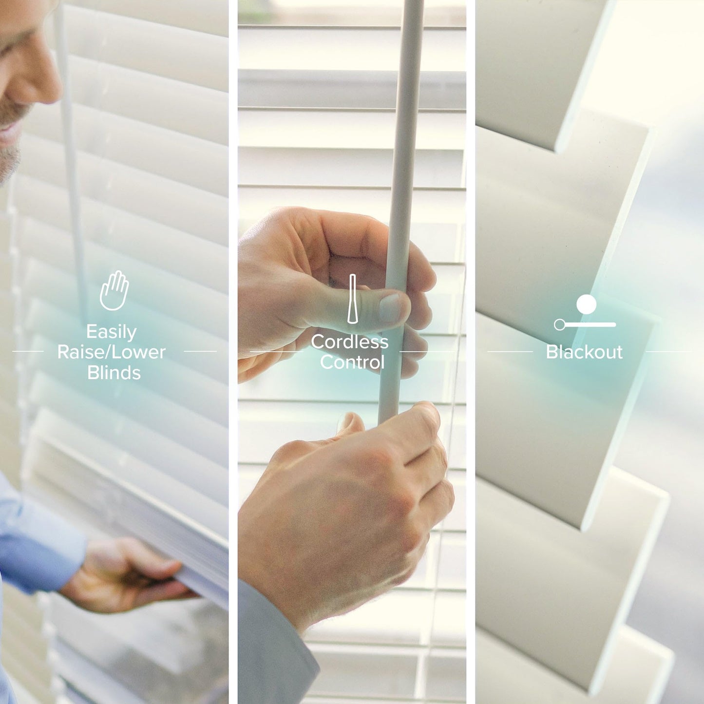 CHICOLOGY Faux Wood Blinds , Window Blinds , Wood Blinds , Window Shades , Window Treatments , Blinds & Shades , Window Shades For Home , Wooden Blinds , Basic White , 34"W X 60"H