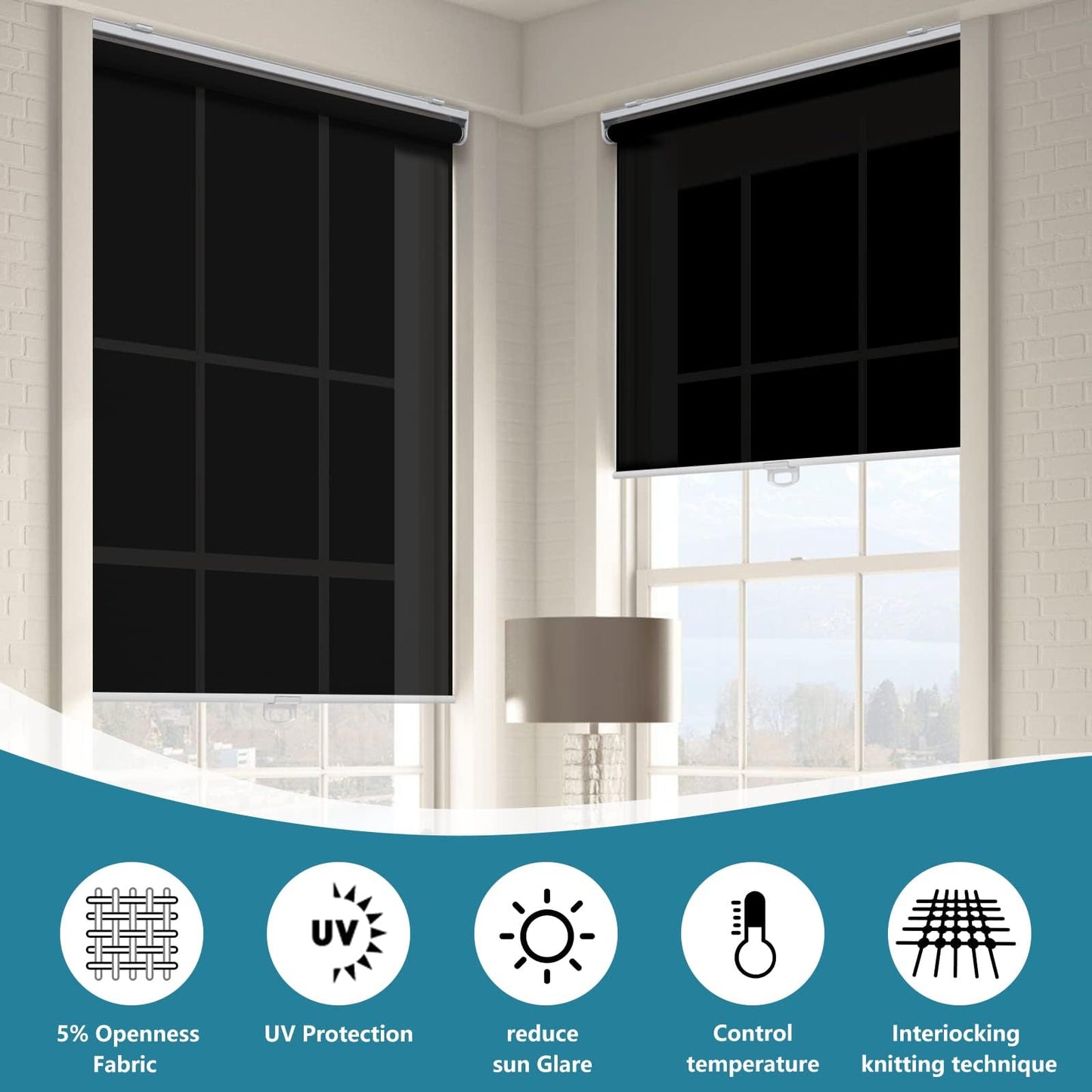 Blackout Roller Shades Blinds Cordless for Windows Pull Down Room Darkening Door Blinds with Thermal Insulated Easy to Install for Living Room,Bedroom,Home,Office Bathroom White 23" W x 72" H