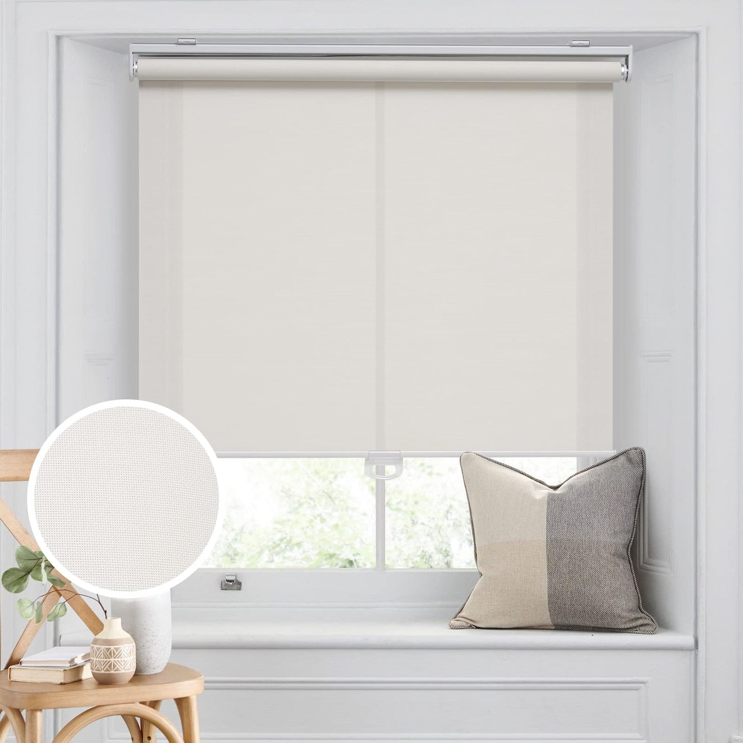 Blackout Roller Shades Blinds Cordless for Windows Pull Down Room Darkening Door Blinds with Thermal Insulated Easy to Install for Living Room,Bedroom,Home,Office Bathroom White 23" W x 72" H
