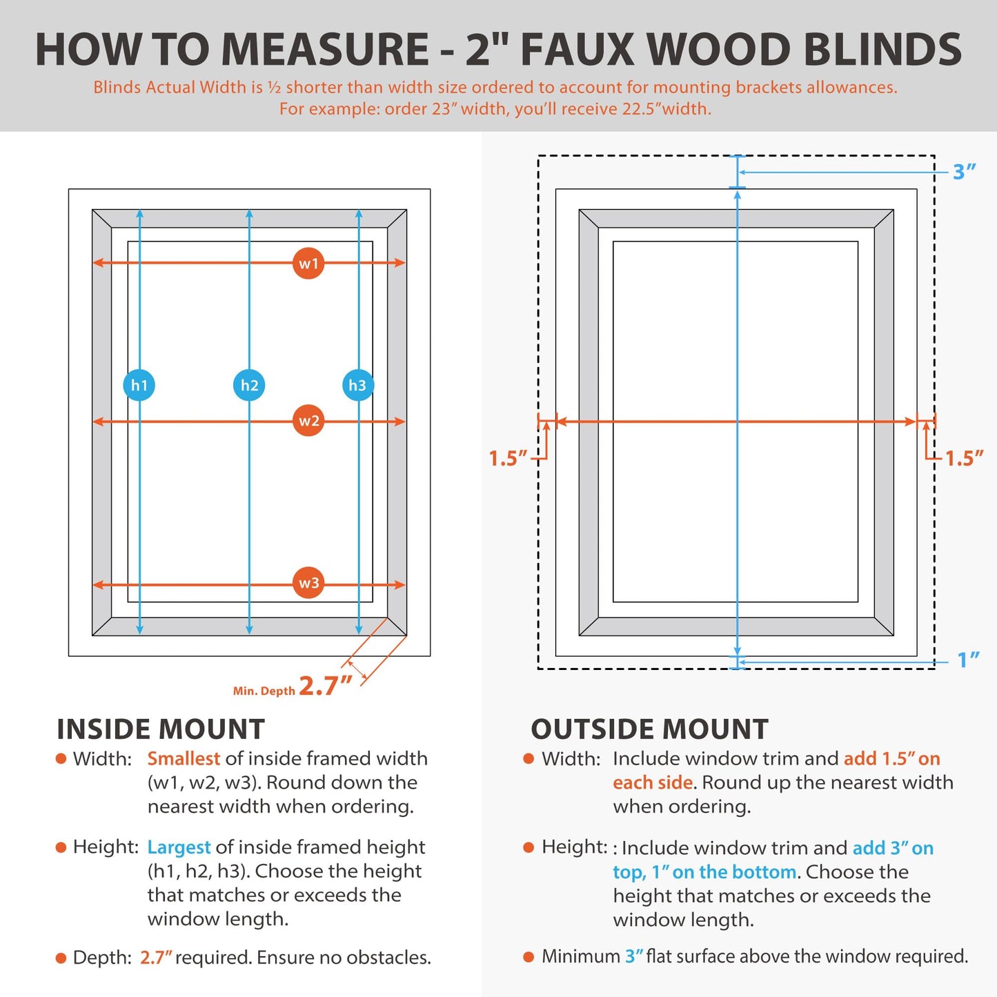 DEZ FURNISHINGS Cordless 2" Faux Wood Blind, 34.5" W x 72" H, White