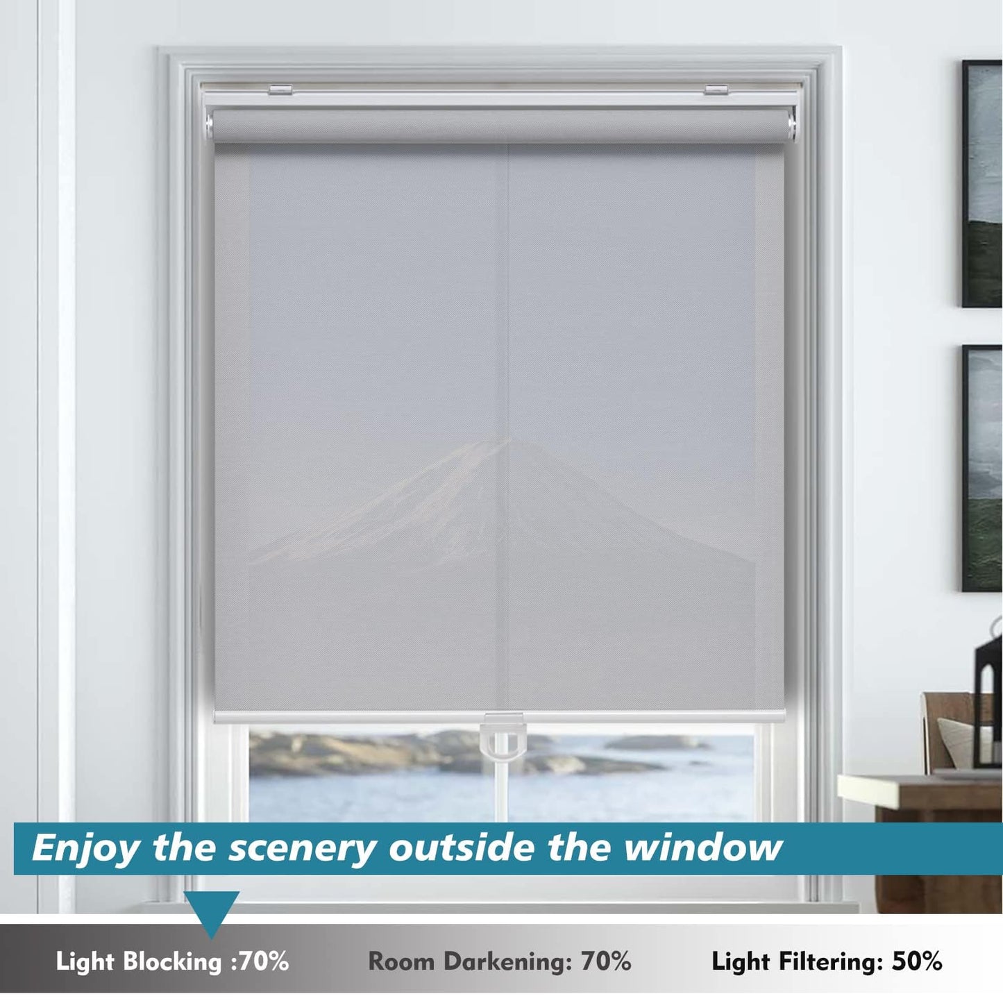 Blackout Roller Shades Blinds Cordless for Windows Pull Down Room Darkening Door Blinds with Thermal Insulated Easy to Install for Living Room,Bedroom,Home,Office Bathroom White 23" W x 72" H