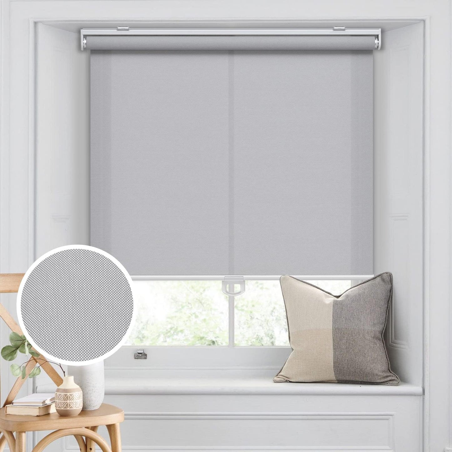 Blackout Roller Shades Blinds Cordless for Windows Pull Down Room Darkening Door Blinds with Thermal Insulated Easy to Install for Living Room,Bedroom,Home,Office Bathroom White 23" W x 72" H