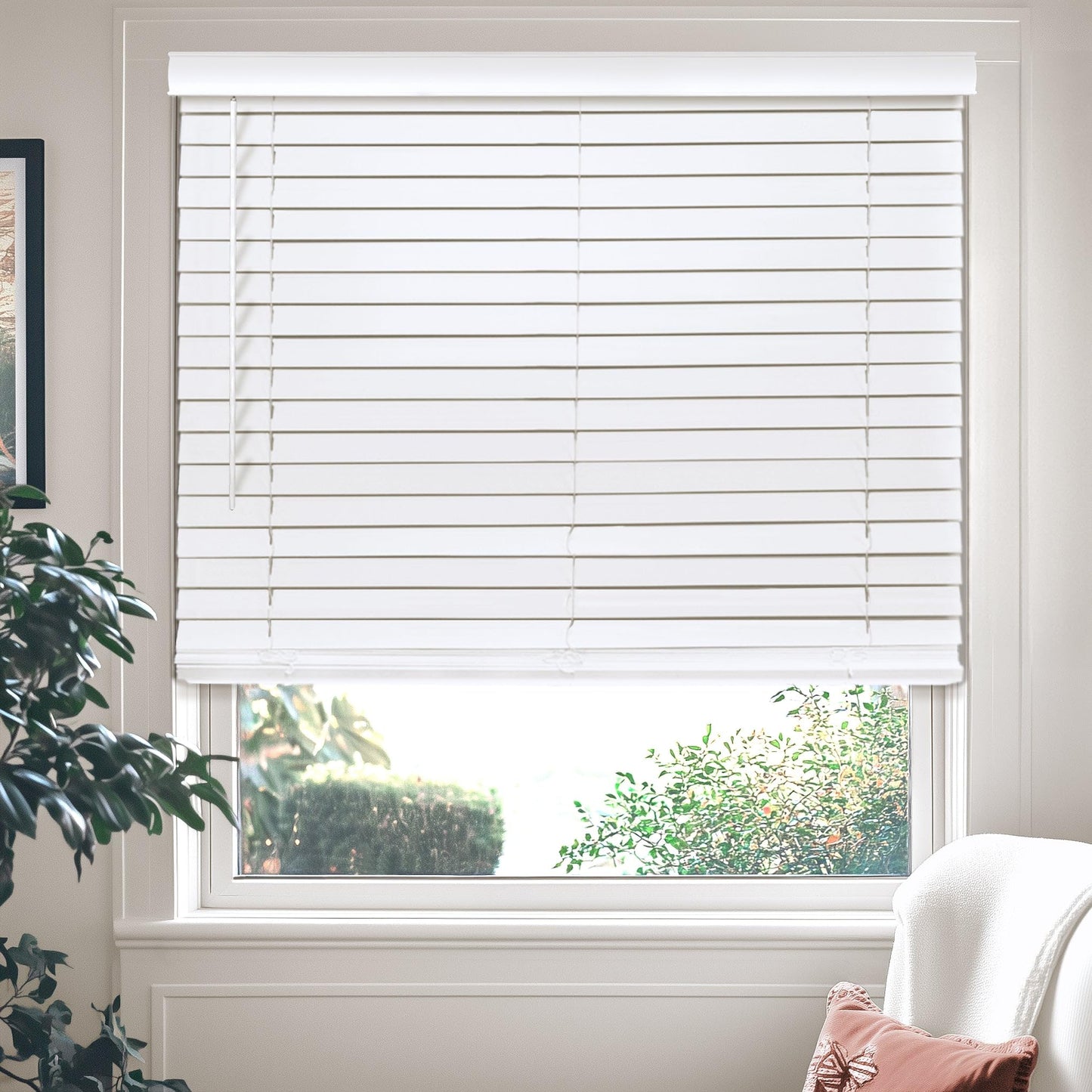 CHICOLOGY Faux Wood Blinds , Window Blinds , Wood Blinds , Window Shades , Window Treatments , Blinds & Shades , Window Shades For Home , Wooden Blinds , Basic White , 34"W X 60"H