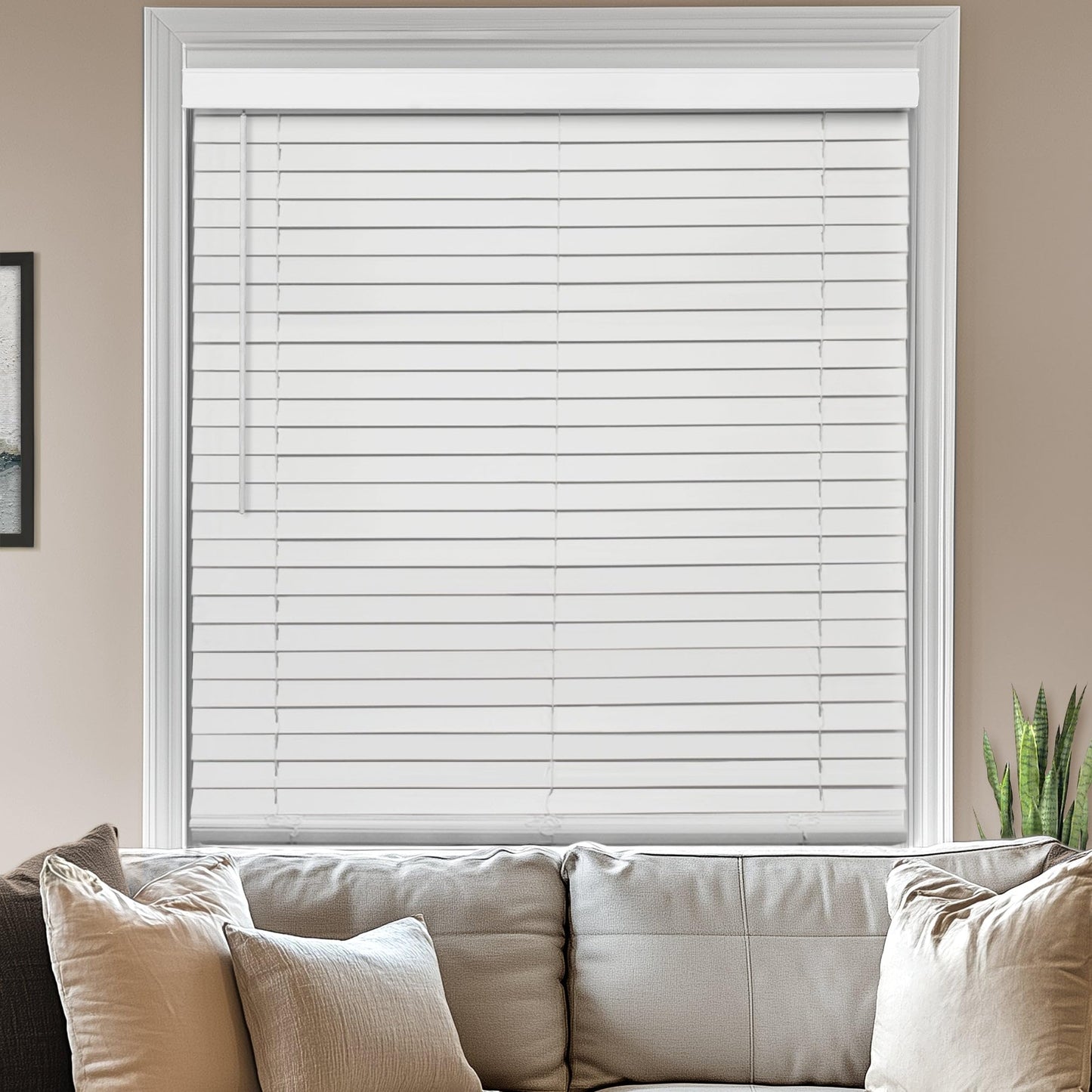 CHICOLOGY Faux Wood Blinds , Window Blinds , Wood Blinds , Window Shades , Window Treatments , Blinds & Shades , Window Shades For Home , Wooden Blinds , Basic White , 34"W X 60"H