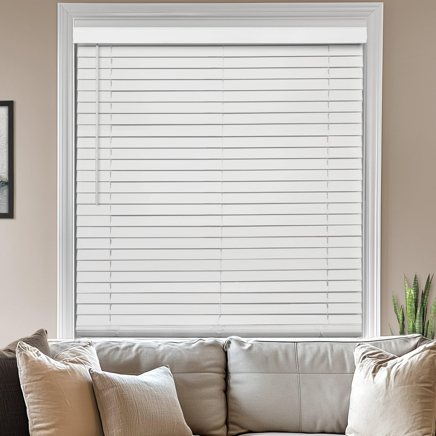 CHICOLOGY Faux Wood Blinds , Window Blinds , Wood Blinds , Window Shades , Window Treatments , Blinds & Shades , Window Shades For Home , Wooden Blinds , Basic White , 34"W X 60"H