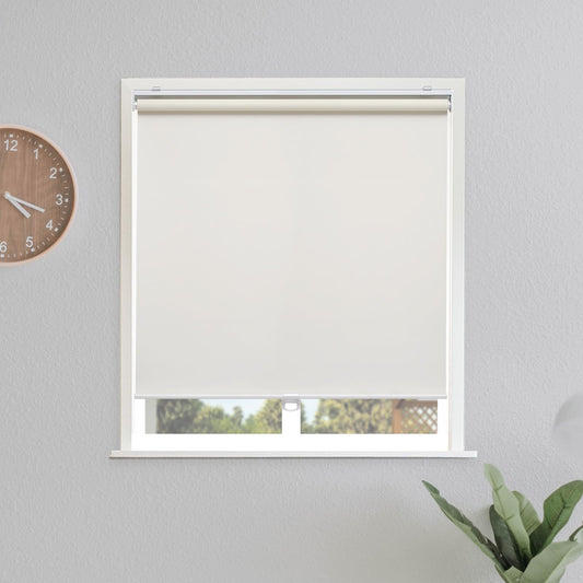 Blackout Roller Shades Blinds Cordless for Windows Pull Down Room Darkening Door Blinds with Thermal Insulated Easy to Install for Living Room,Bedroom,Home,Office Bathroom White 23" W x 72" H
