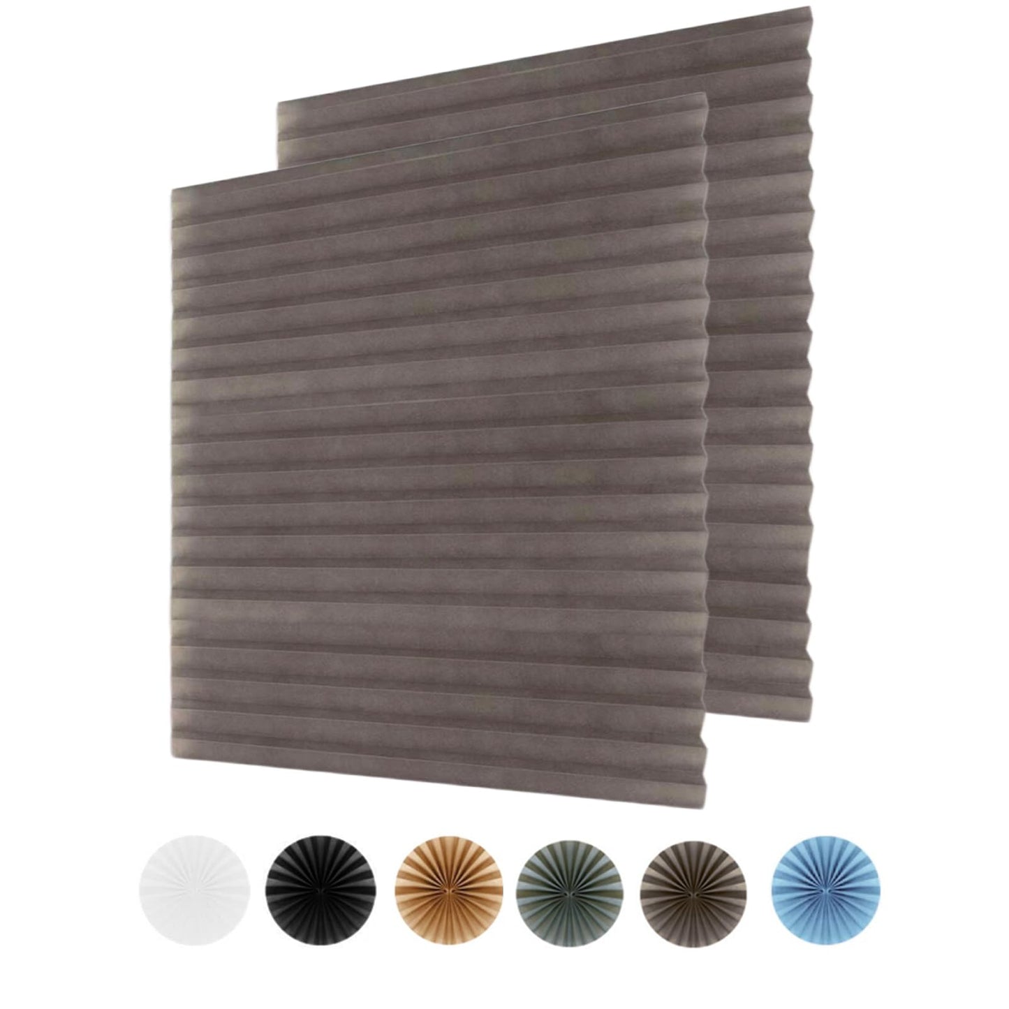 2Pcs Temporary Window Blinds Cordless, Self Adhesive Pleated Paper Blinds Window Shades Blackout Blinds for Windows Doors Non-Woven Fabric No Drill Blinds for Home Office Easy to Cut and Install