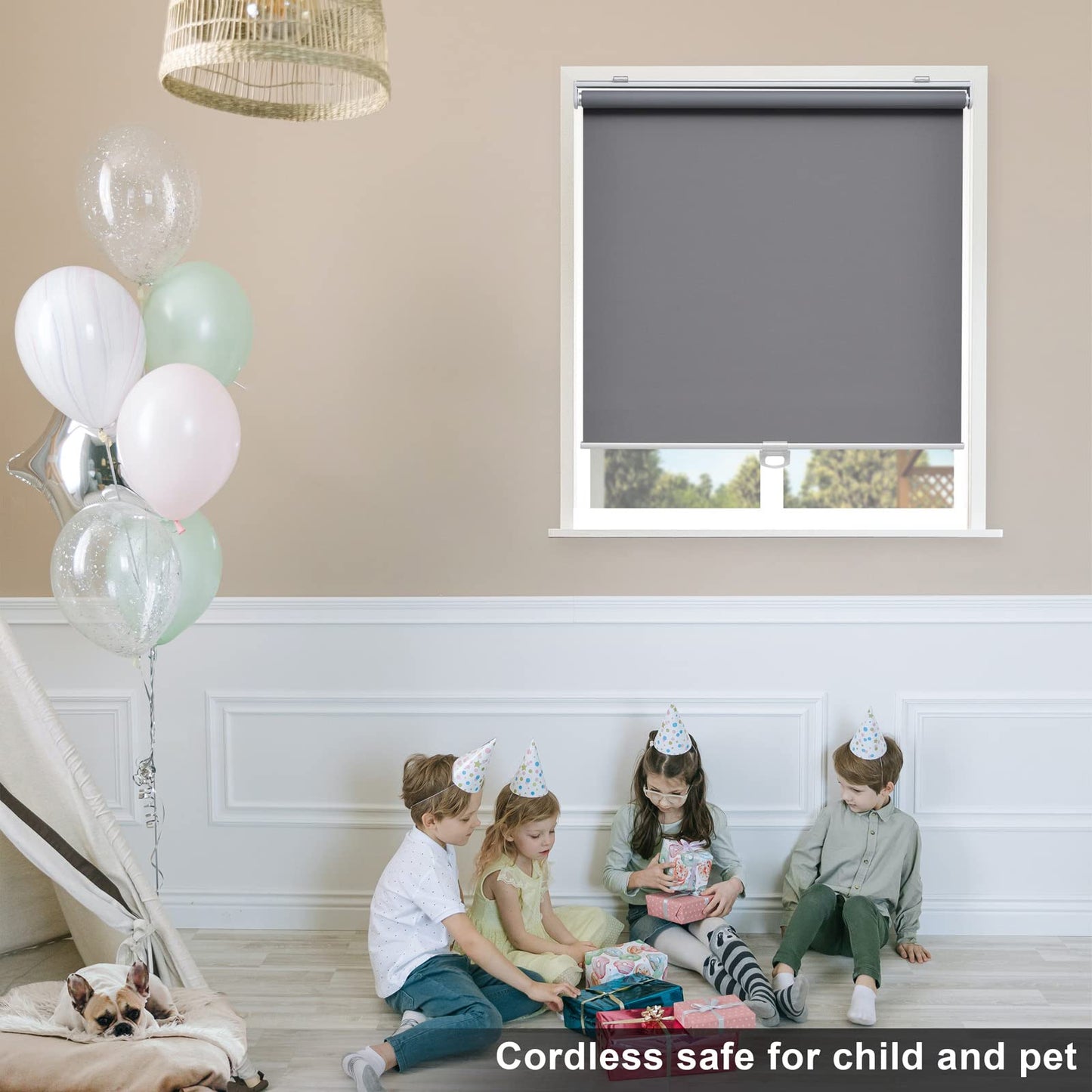 Blackout Roller Shades Blinds Cordless for Windows Pull Down Room Darkening Door Blinds with Thermal Insulated Easy to Install for Living Room,Bedroom,Home,Office Bathroom White 23" W x 72" H