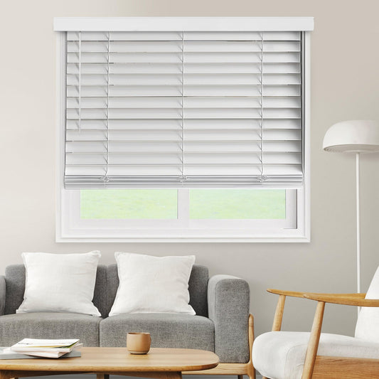 CHICOLOGY Faux Wood Blinds , Window Blinds , Wood Blinds , Window Shades , Window Treatments , Blinds & Shades , Window Shades For Home , Wooden Blinds , Basic White , 34"W X 60"H