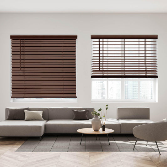 DEZ FURNISHINGS Cordless 2" Faux Wood Blind, 34.5" W x 72" H, White